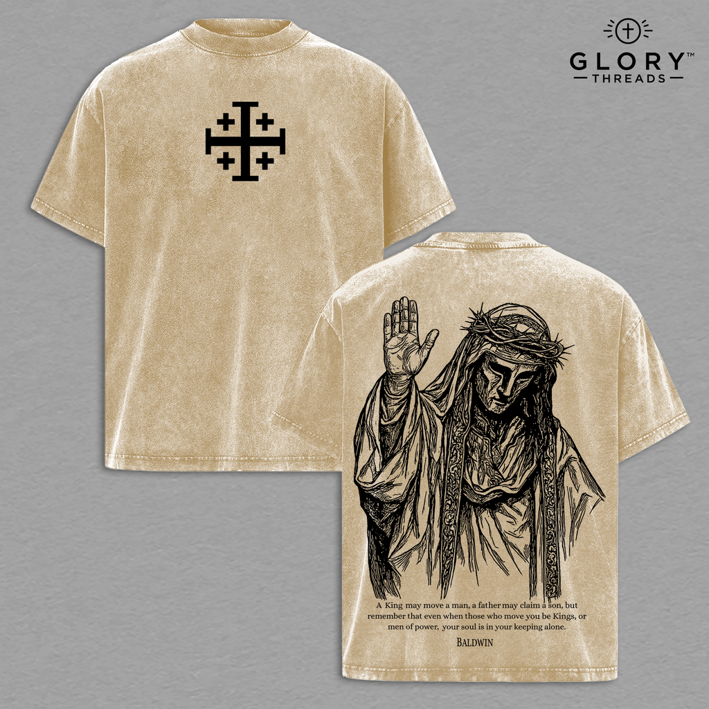 Baldwin IV Crowned King Washed T-Shirt – Jerusalem Legacy Streetwear for Men
