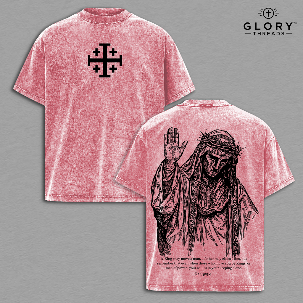 Baldwin IV Crowned King Washed T-Shirt – Jerusalem Legacy Streetwear for Men