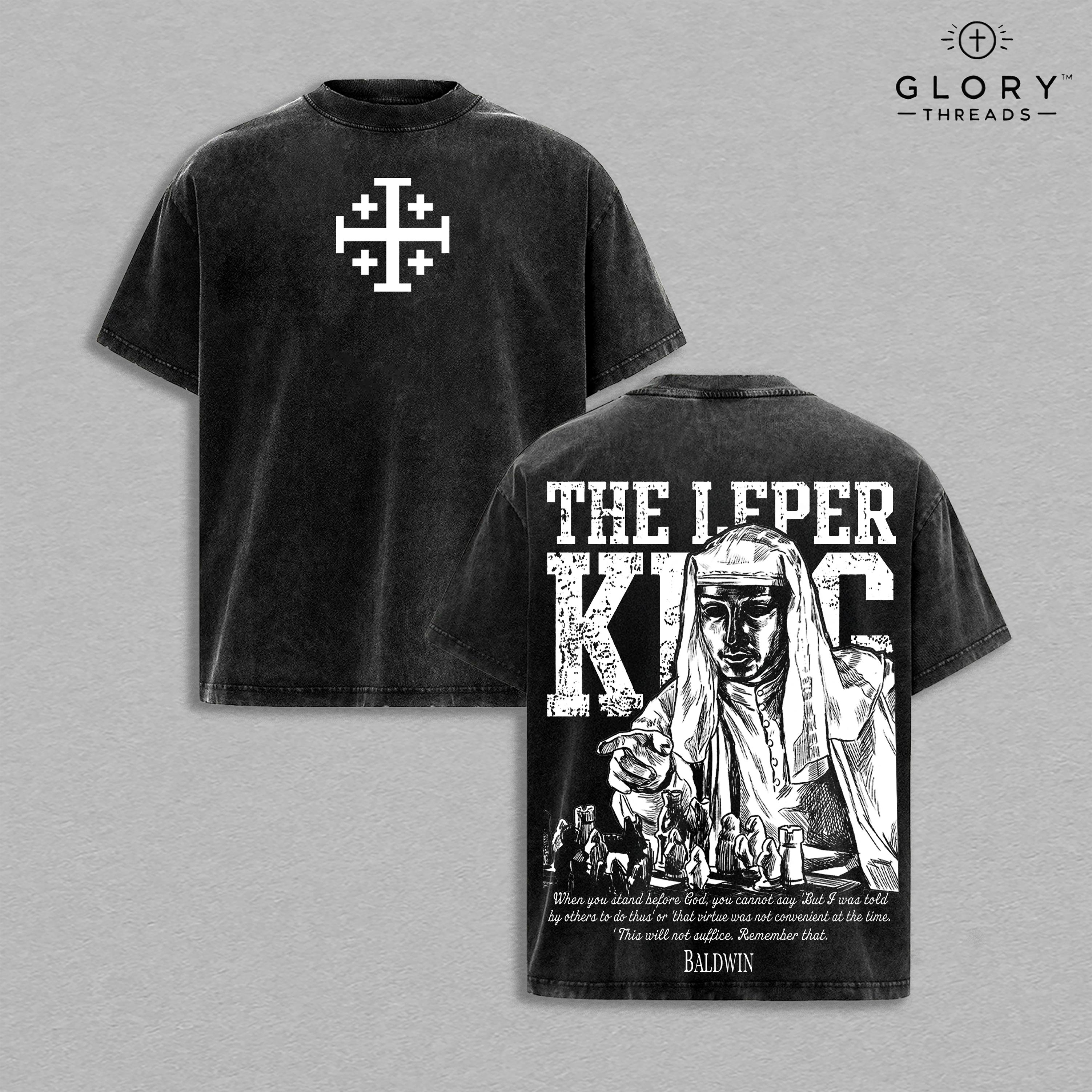 Retro Baldwin IV Leper King Washed Tee – Jerusalem Crusader Streetwear