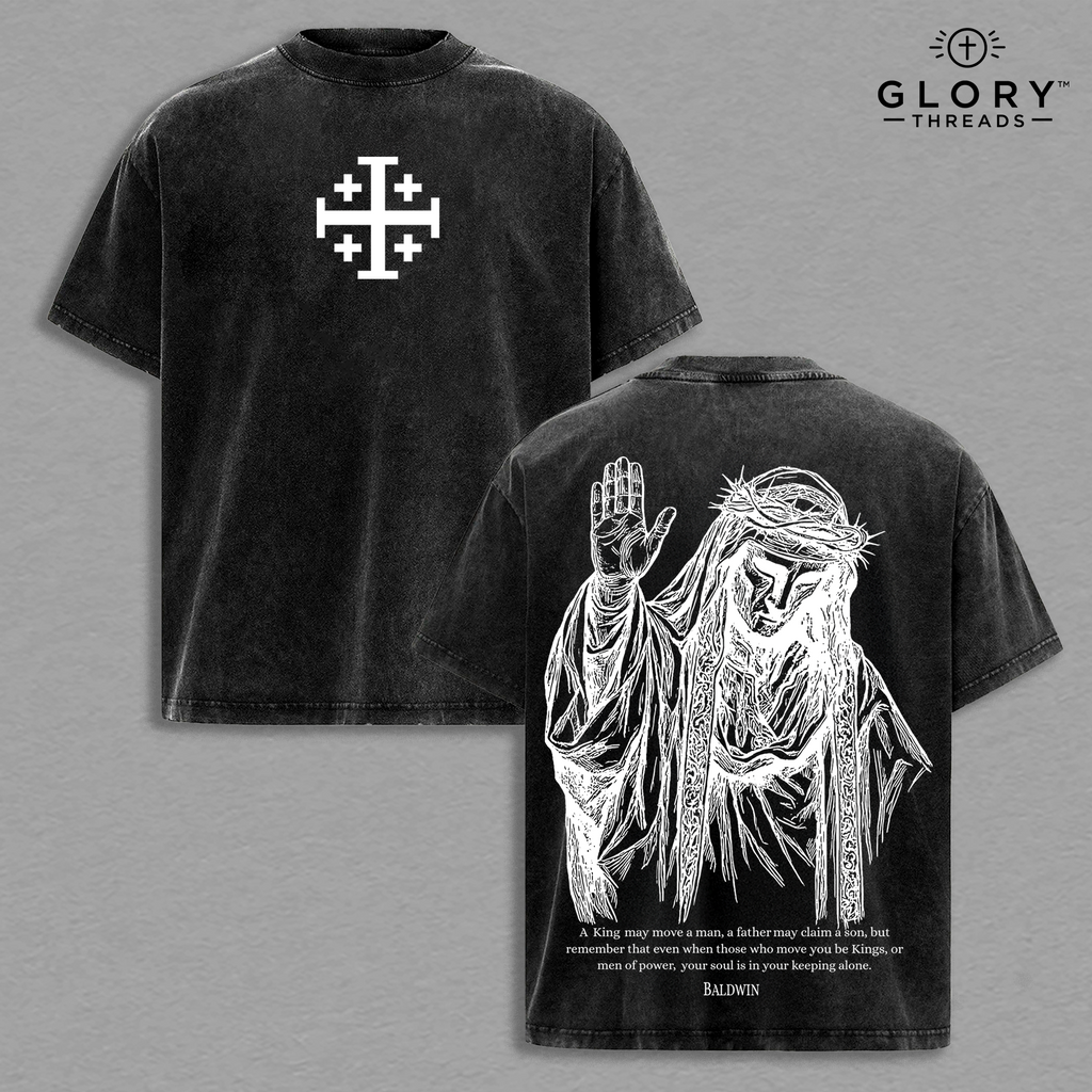 Baldwin IV Crowned King Washed T-Shirt – Jerusalem Legacy Streetwear for Men