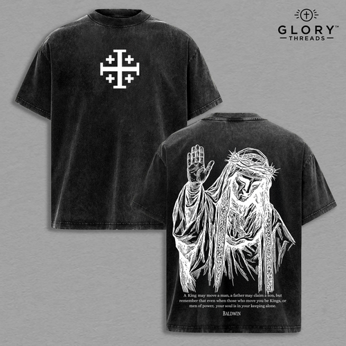 Baldwin IV Crowned King Washed T-Shirt – Jerusalem Legacy Streetwear for Men