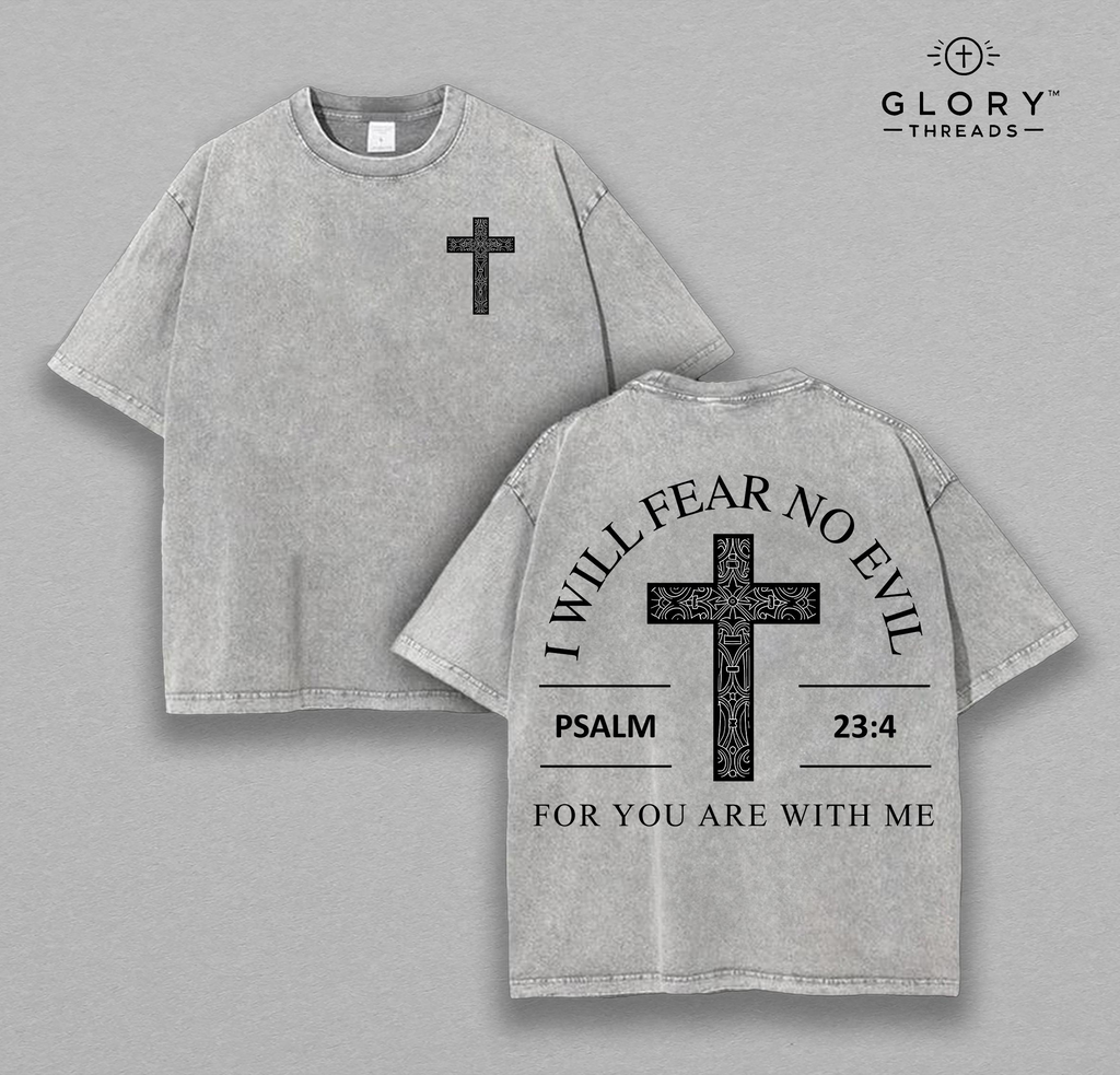 I Will Fear No Evil Washed Tee – Vintage Christian Jesus Apparel