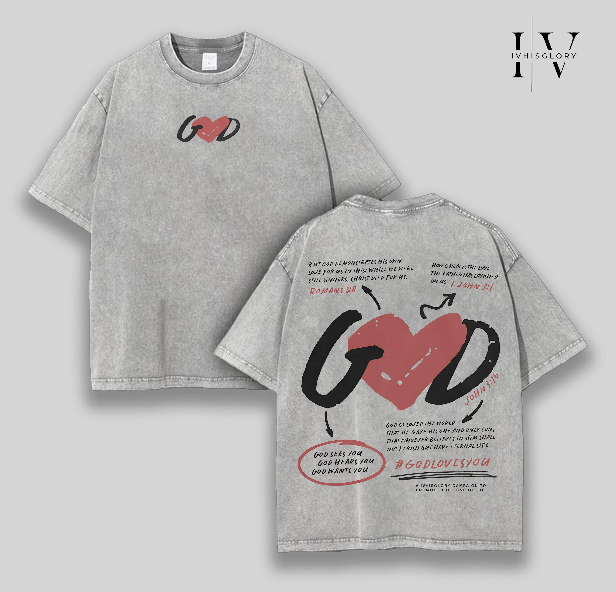 God Loves You Washed Tee – Vintage Christian Faith Streetwear