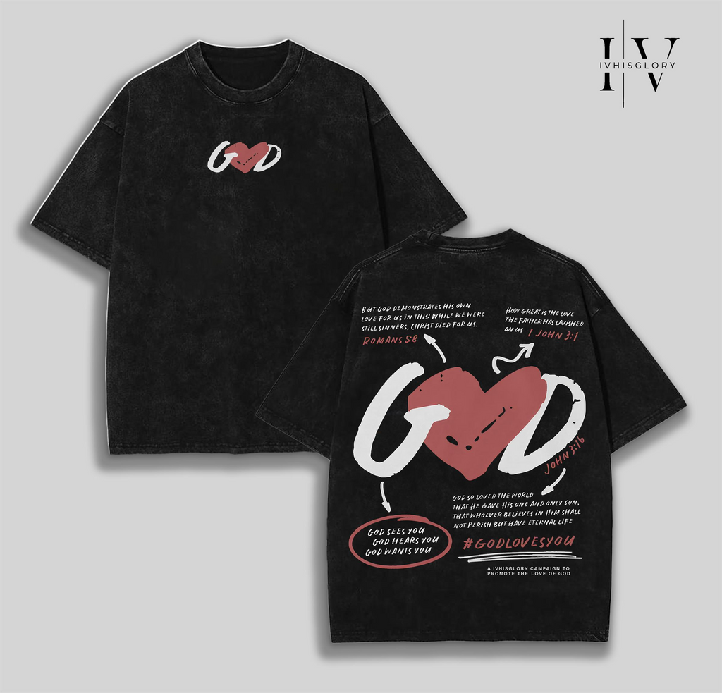 God Loves You Washed Tee – Vintage Christian Faith Streetwear
