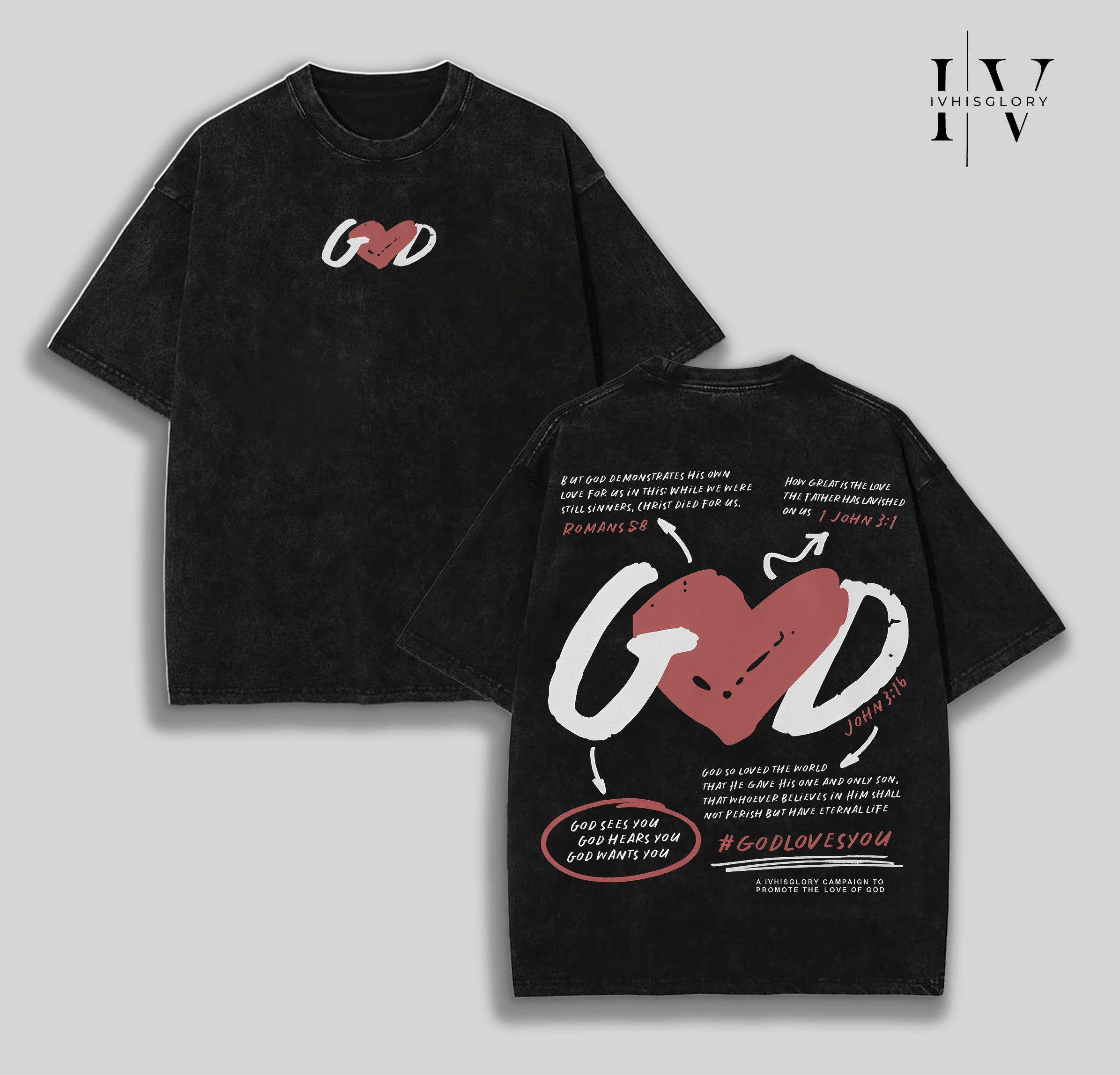 God Loves You Washed Tee – Vintage Christian Faith Streetwear