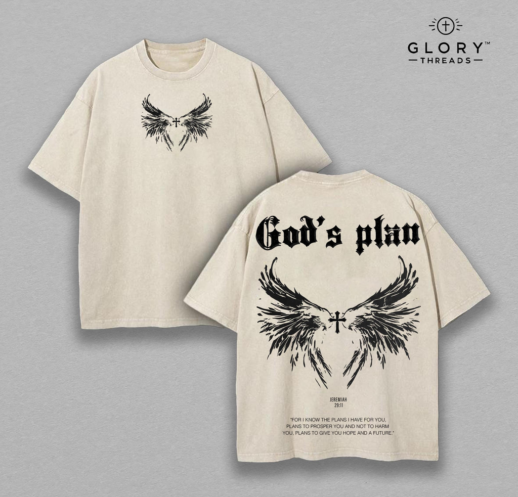 God Plan Washed Tee – Christian Wing Streetwear Jesus Apparel
