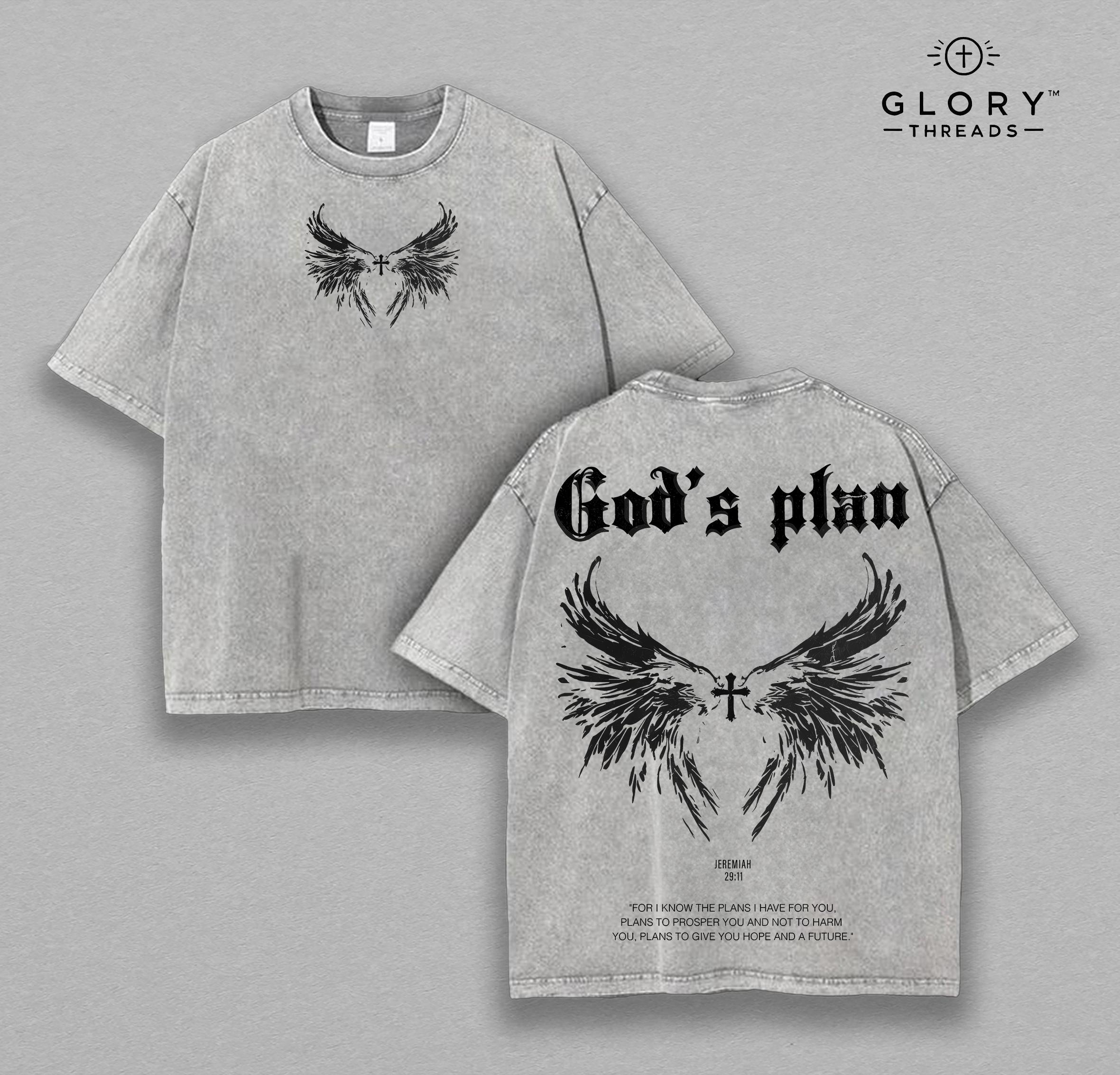 God Plan Washed Tee – Christian Wing Streetwear Jesus Apparel