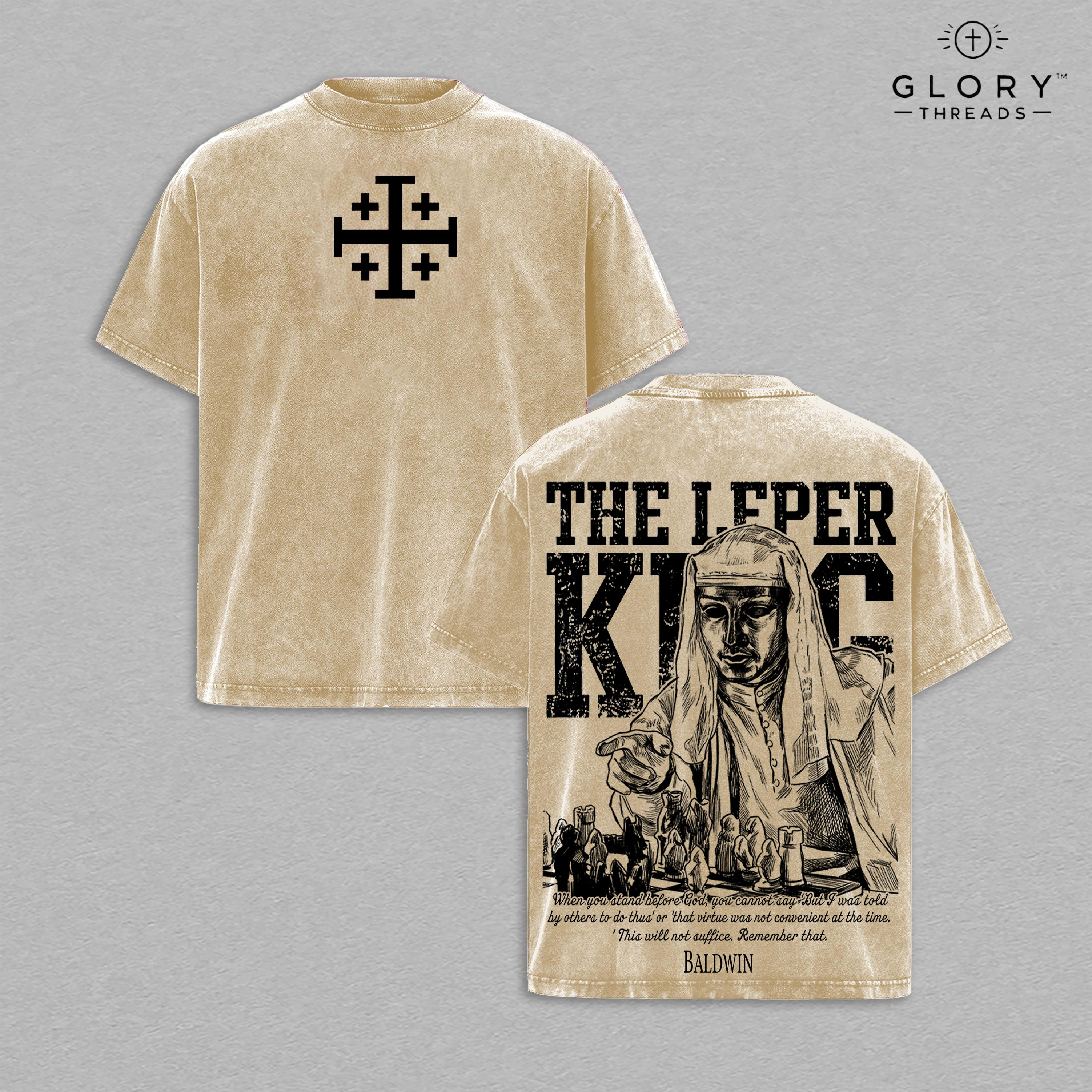 Retro Baldwin IV Leper King Washed Tee – Jerusalem Crusader Streetwear