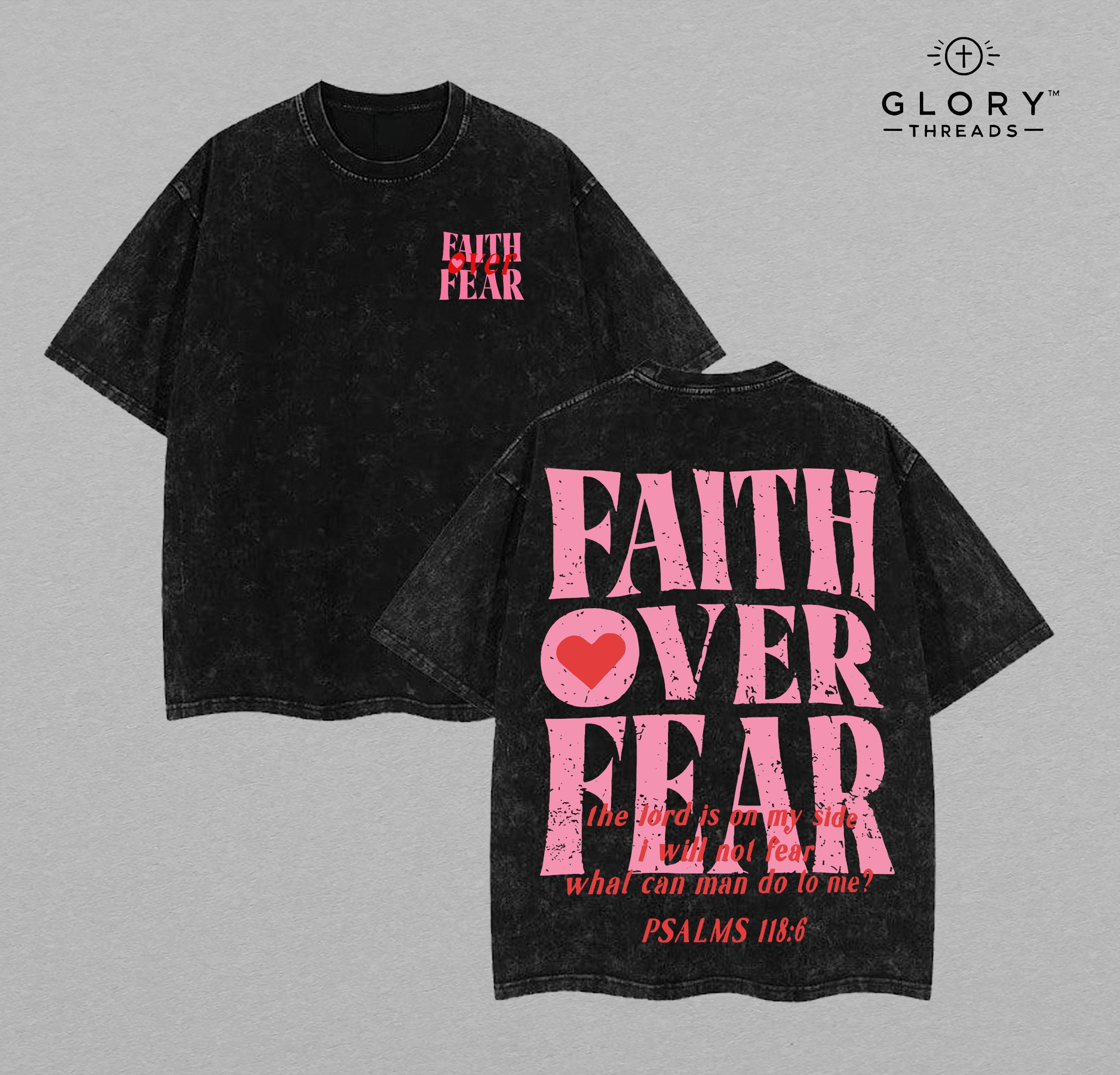 Faith Over Fear Washed Tee – Christian Streetwear Gym Cover
