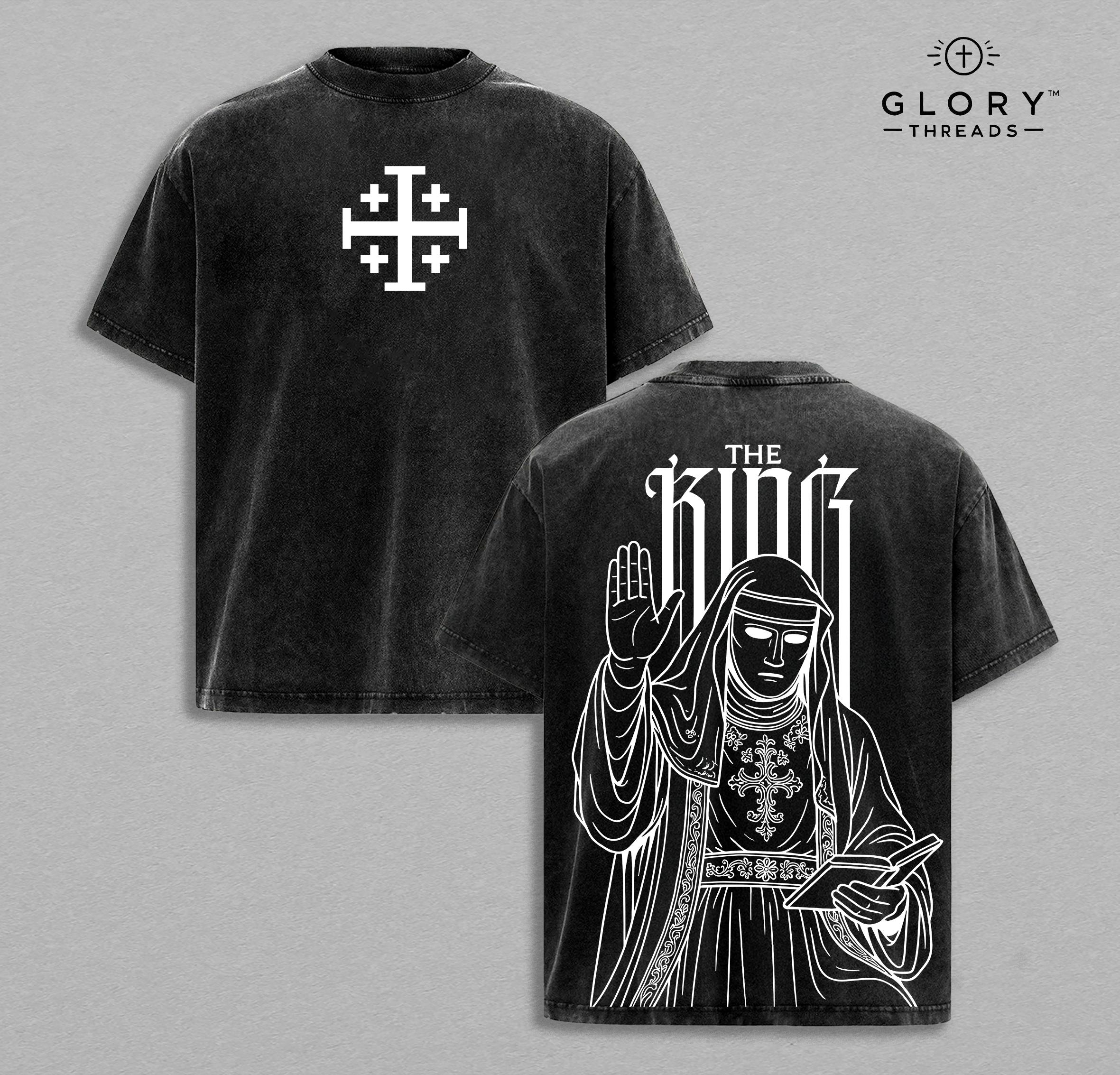 King Baldwin IV Washed Tee – Jerusalem Cross Crusader Streetwear