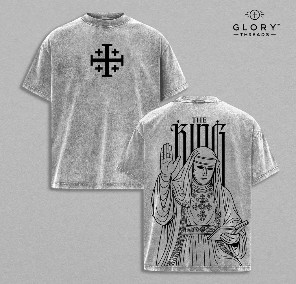 King Baldwin IV Washed Tee – Jerusalem Cross Crusader Streetwear