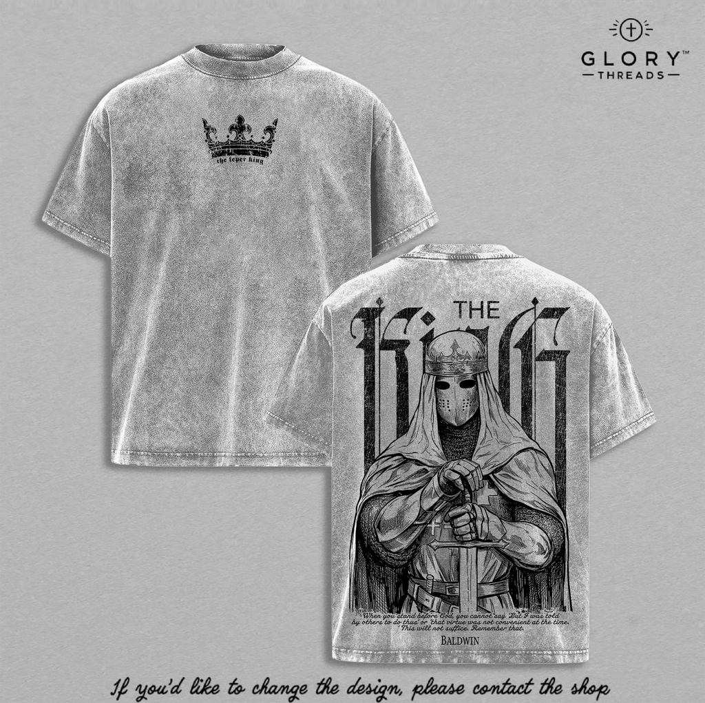 Baldwin IV Battle Worn Washed Tee – Medieval Crusade Graphic Streetwear for Men