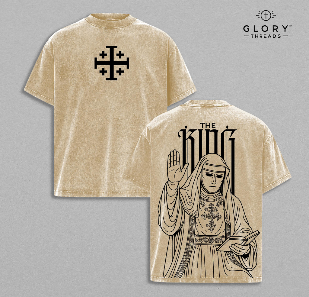 King Baldwin IV Washed Tee – Jerusalem Cross Crusader Streetwear