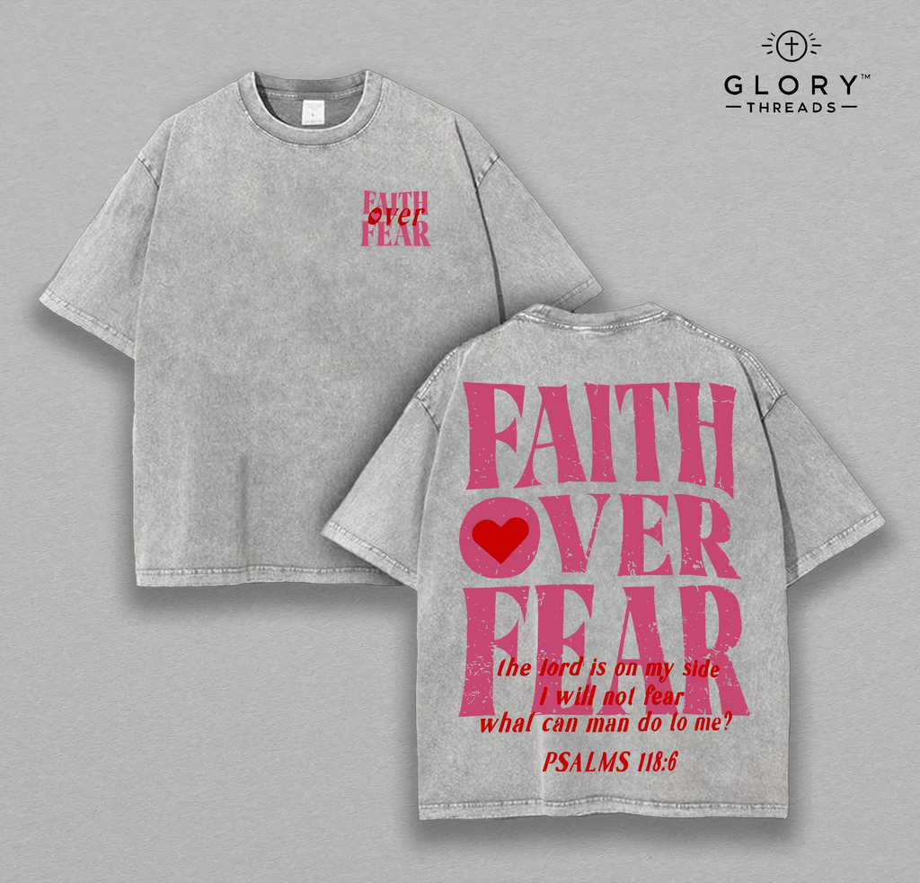 Faith Over Fear Washed Tee – Christian Streetwear Gym Cover