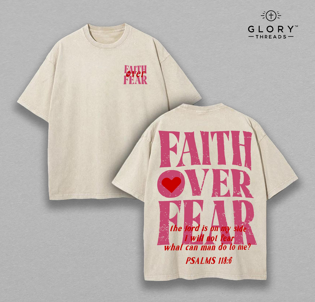 Faith Over Fear Washed Tee – Christian Streetwear Gym Cover