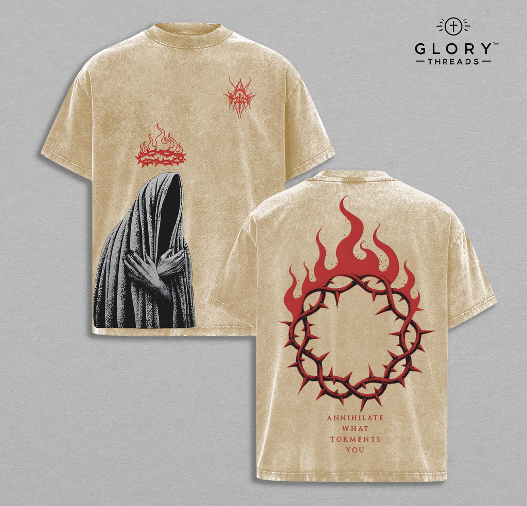 Annihilate What Torments You Washed Tee – Vintage Gothic Horror