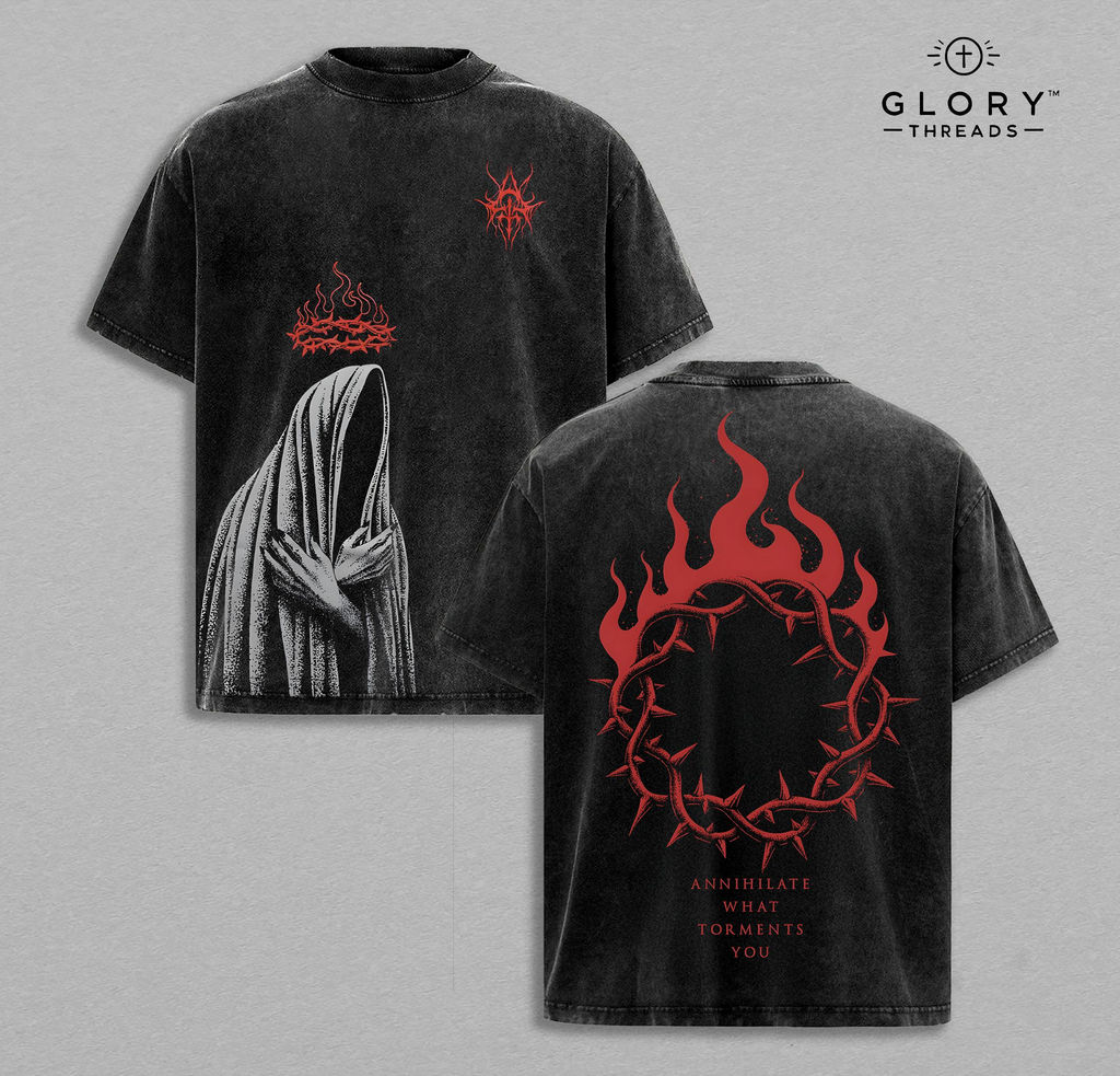 Annihilate What Torments You Washed Tee – Vintage Gothic Horror