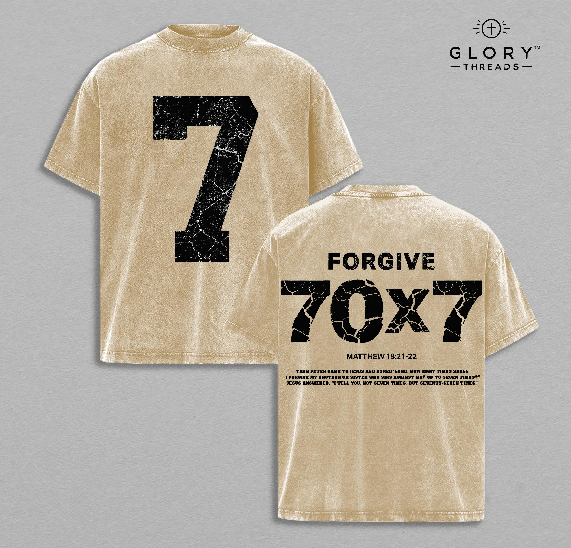 Matthew 18:21-22 Washed Tee – Forgive 70x7 Christian Streetwear