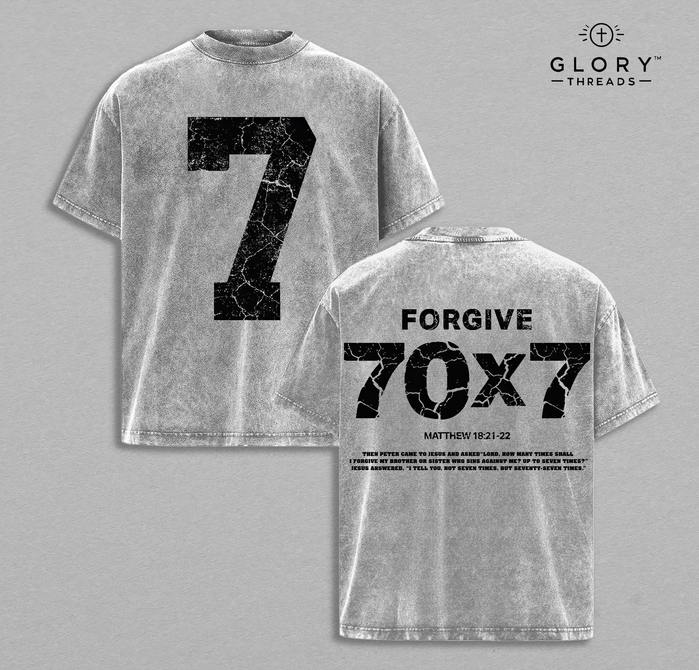 Matthew 18:21-22 Washed Tee – Forgive 70x7 Christian Streetwear