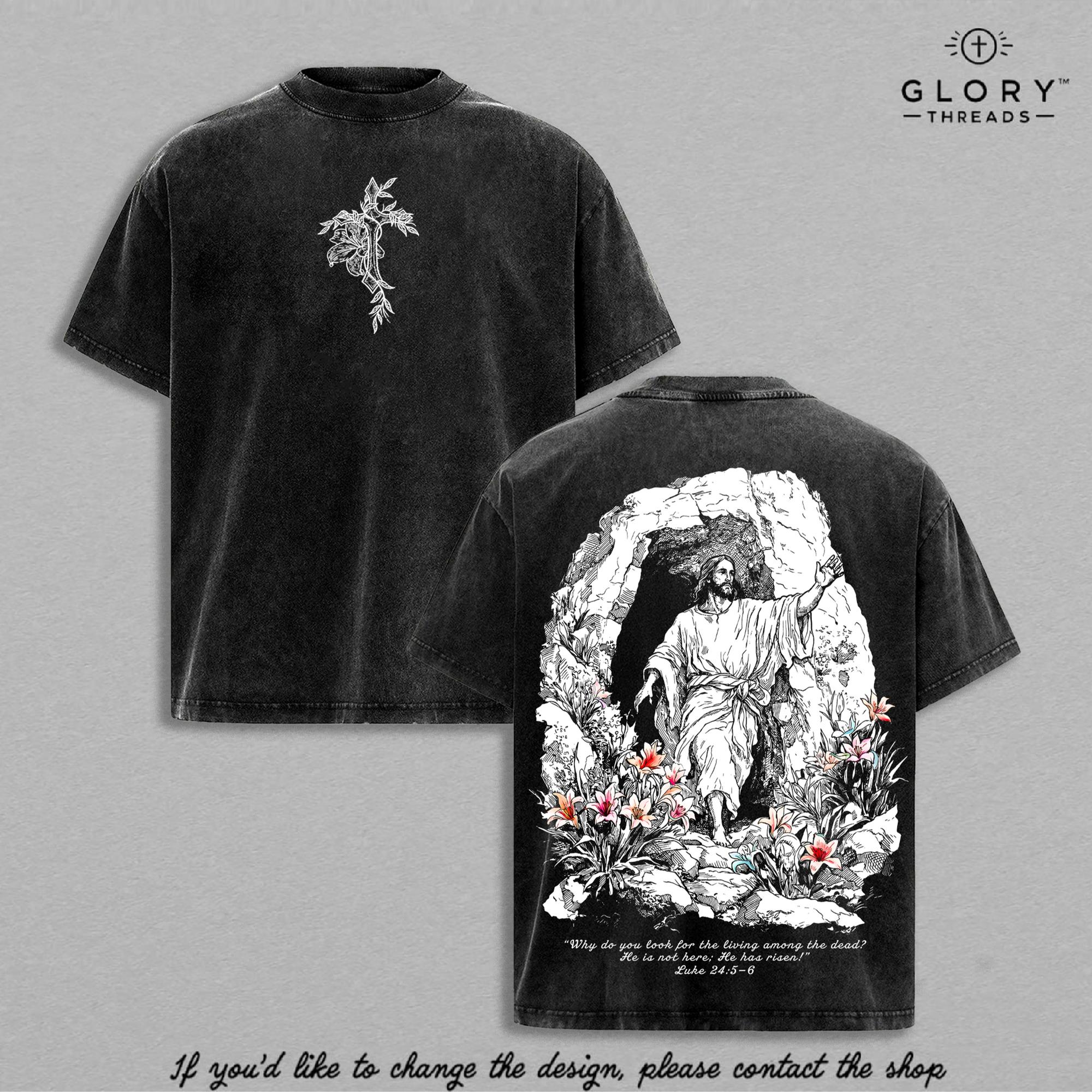 He Is Risen Washed Tee – Resurrection Christian Faith Streetwear