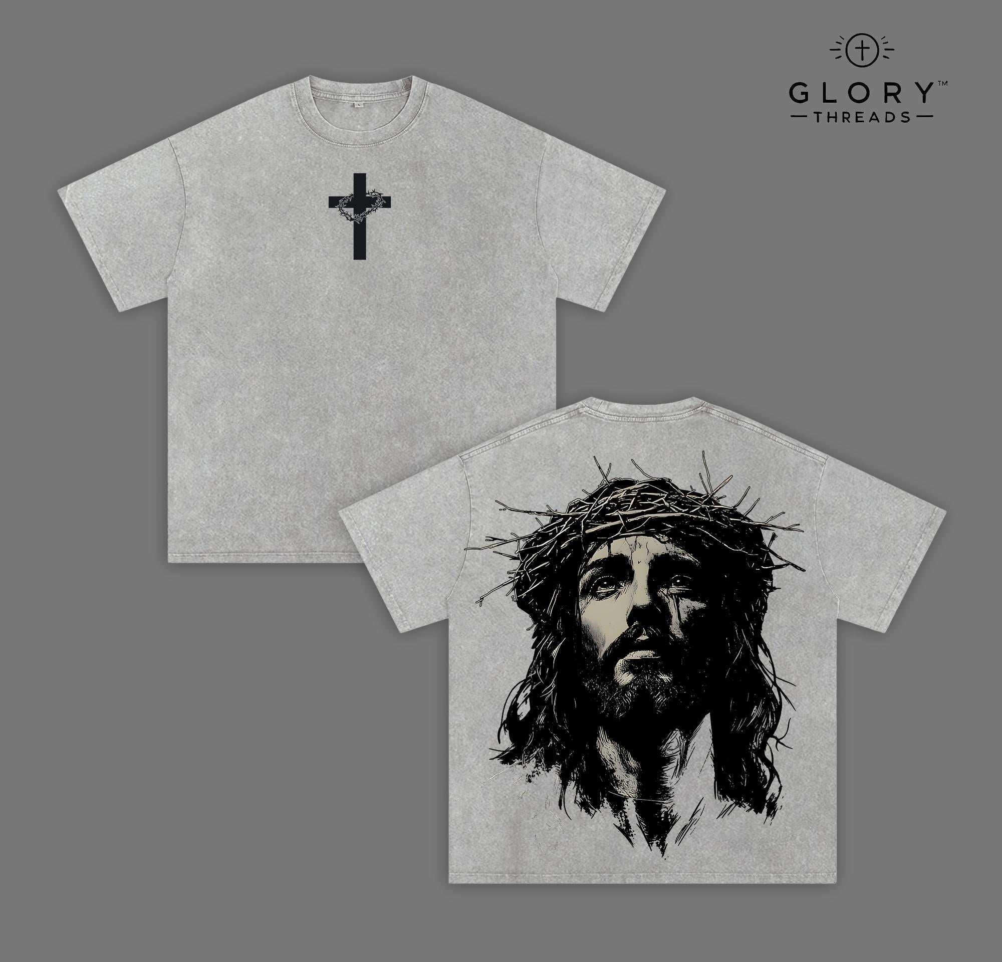Jesus Crown of Thorns Washed Tee – Christian Easter Streetwear Gym Cover