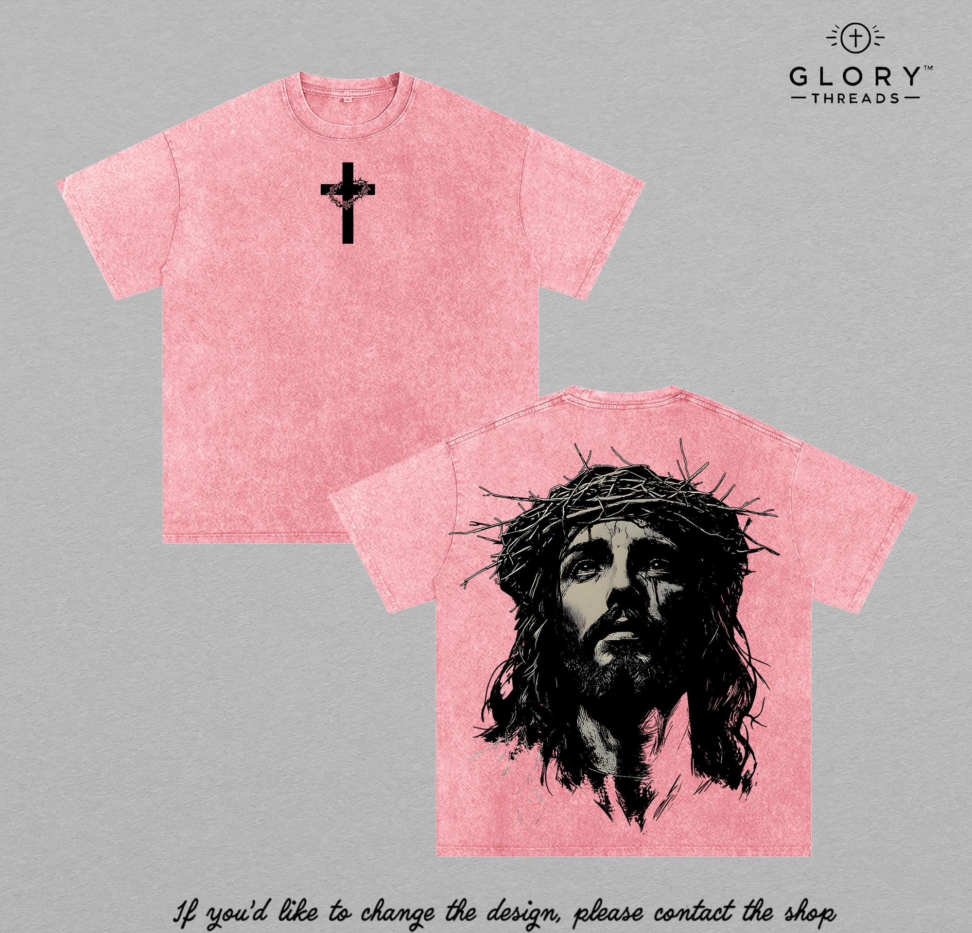 Jesus Crown of Thorns Washed Tee – Christian Easter Streetwear Gym Cover