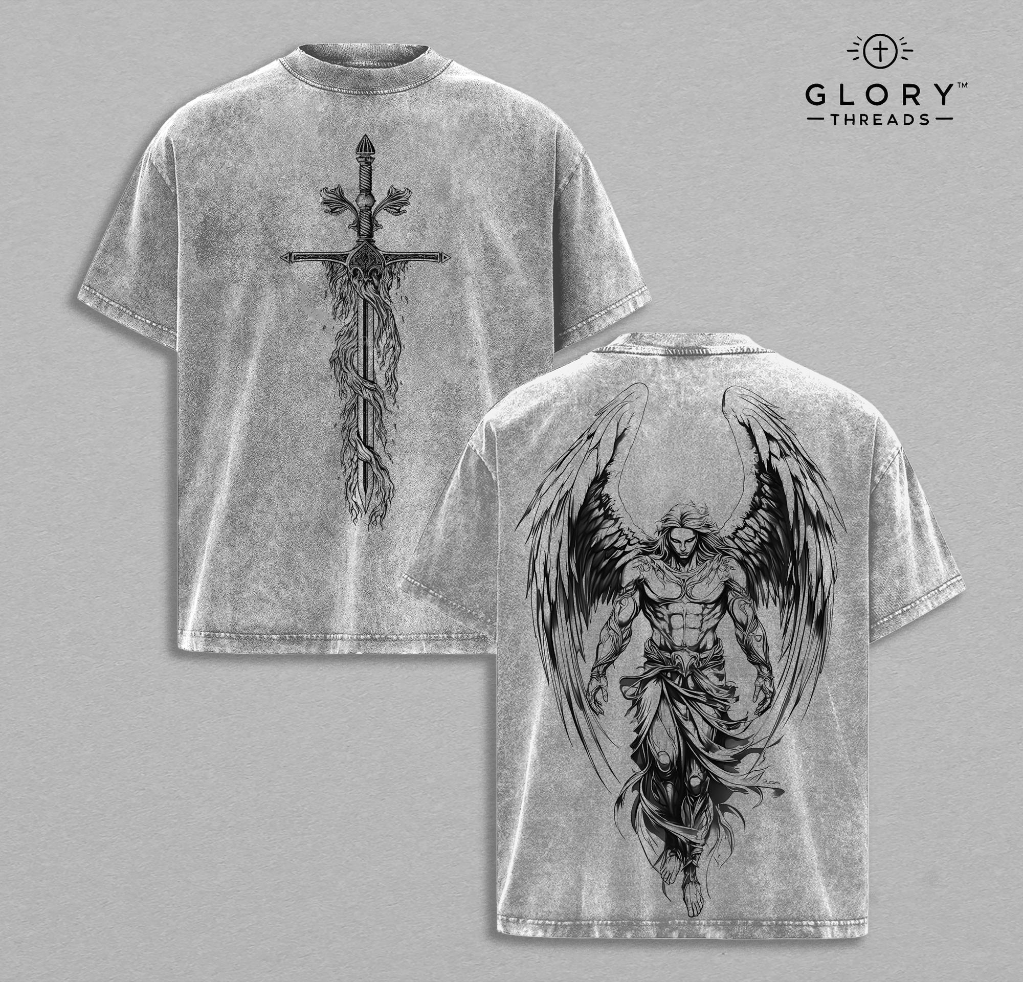 Saint Michael Archangel Washed Tee – Christian Warrior Streetwear