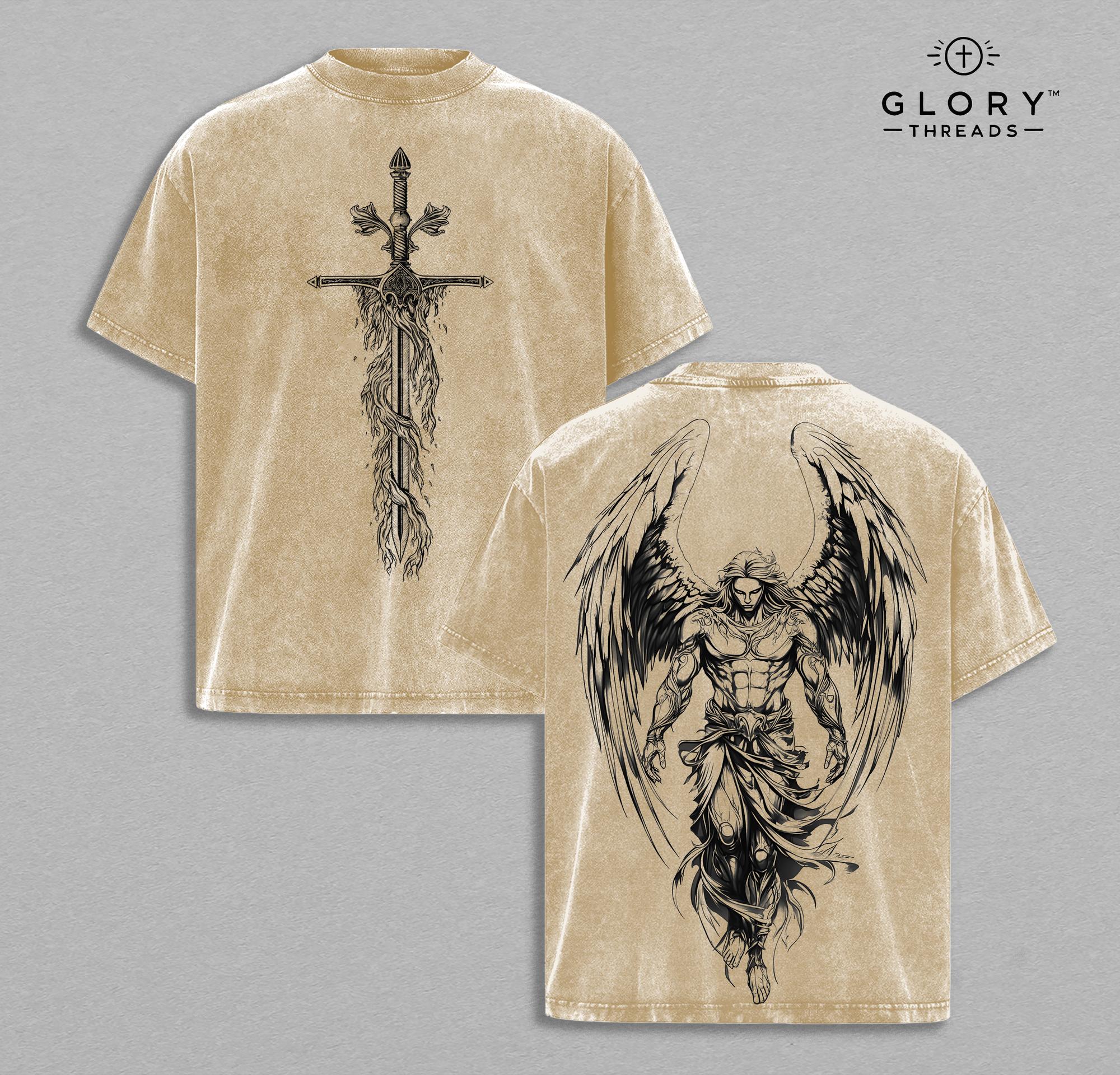 Saint Michael Archangel Washed Tee – Christian Warrior Streetwear