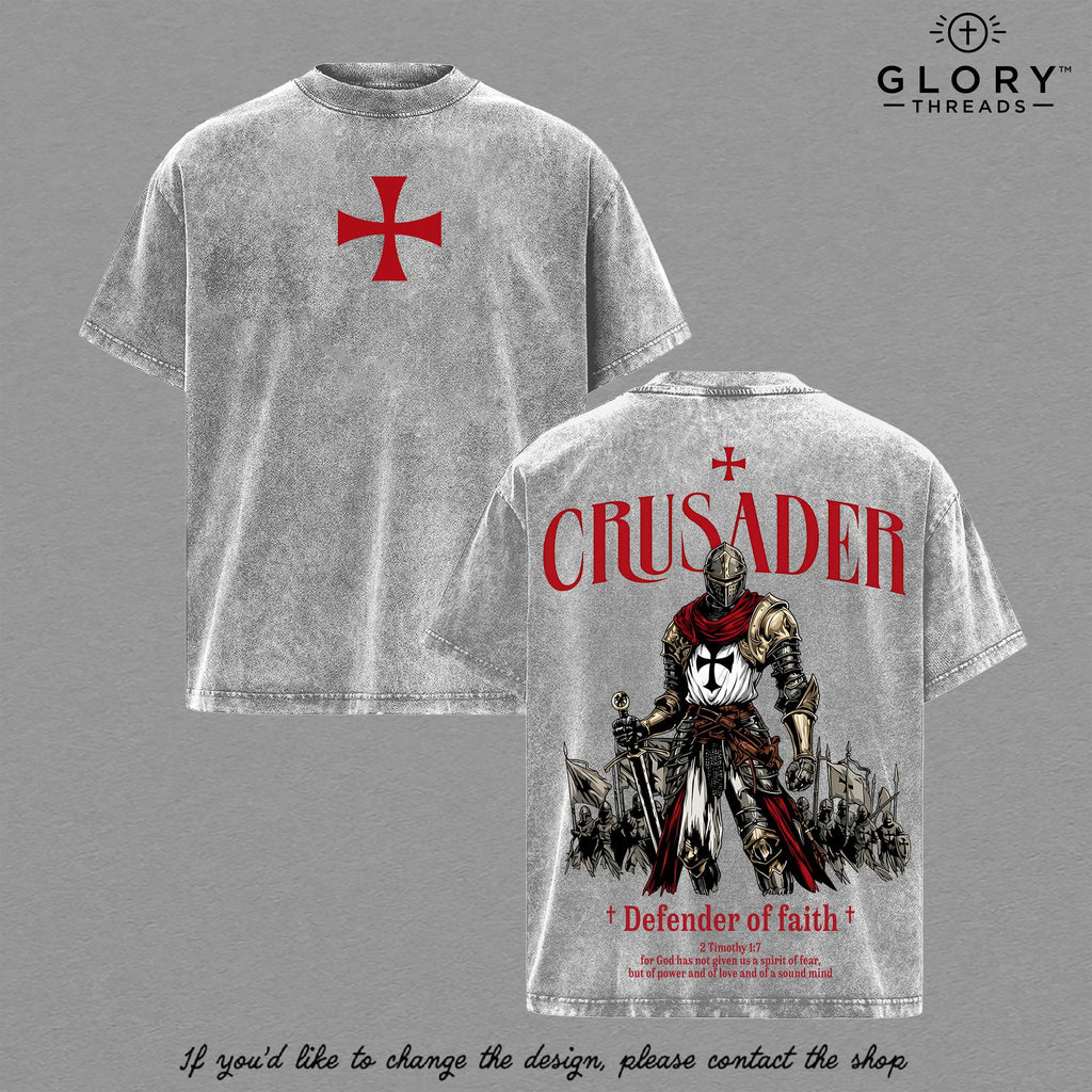 Crusader Defender of Faith Washed Tee – Medieval Christian Streetwear