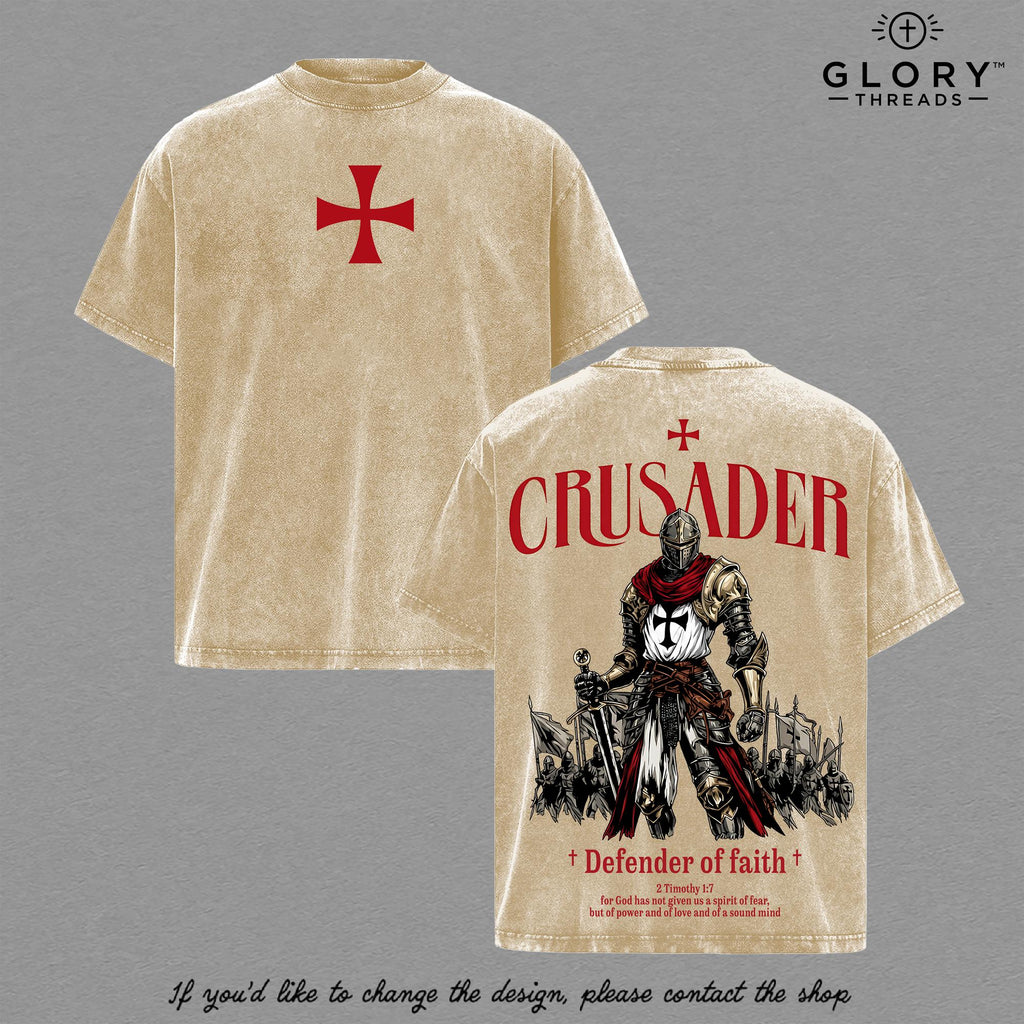 Crusader Defender of Faith Washed Tee – Medieval Christian Streetwear