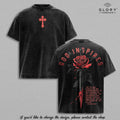 God Inspires Rose Sword Vintage Washed Tee - Isaiah 53:5 Christian