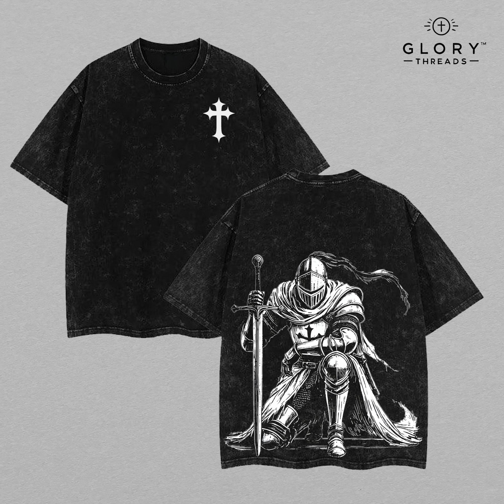 Crusader Knight Vintage Washed Tee - Medieval Christian Streetwear