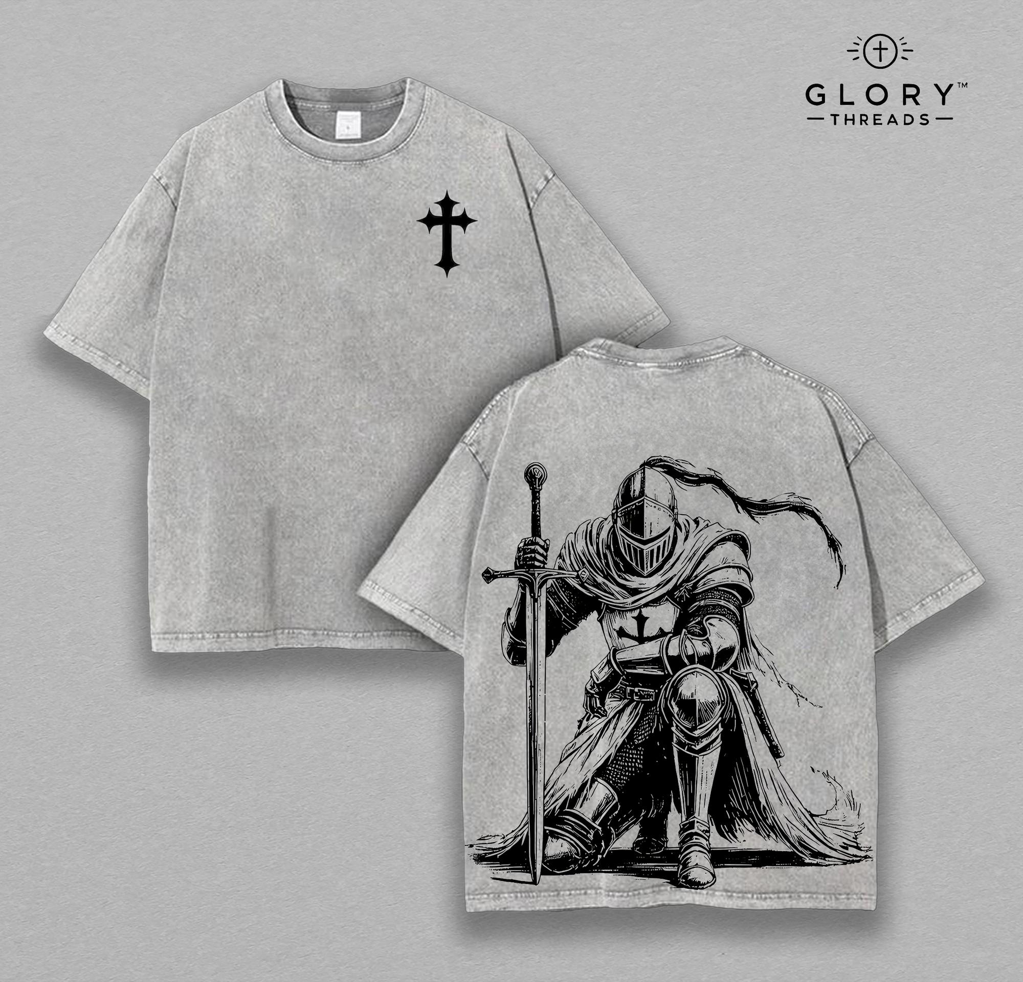 Crusader Knight Vintage Washed Tee - Medieval Christian Streetwear