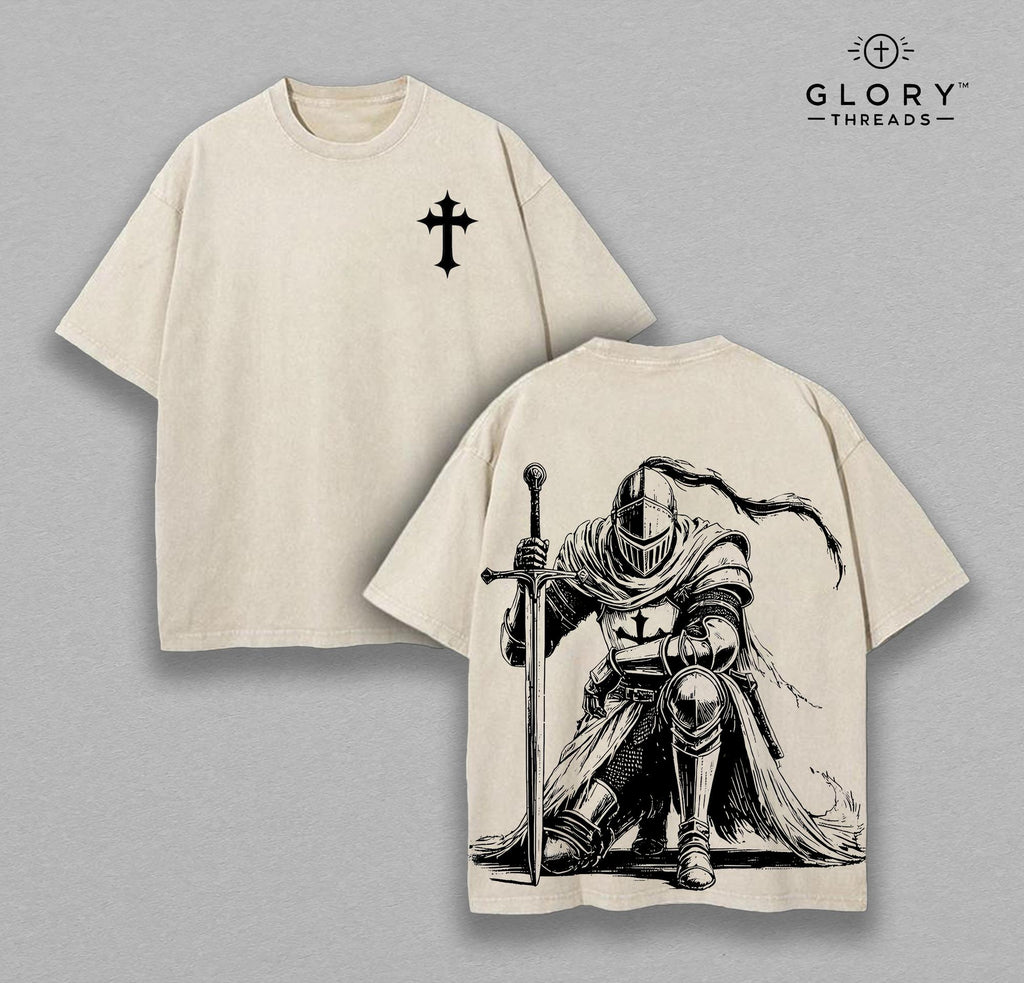 Crusader Knight Vintage Washed Tee - Medieval Christian Streetwear