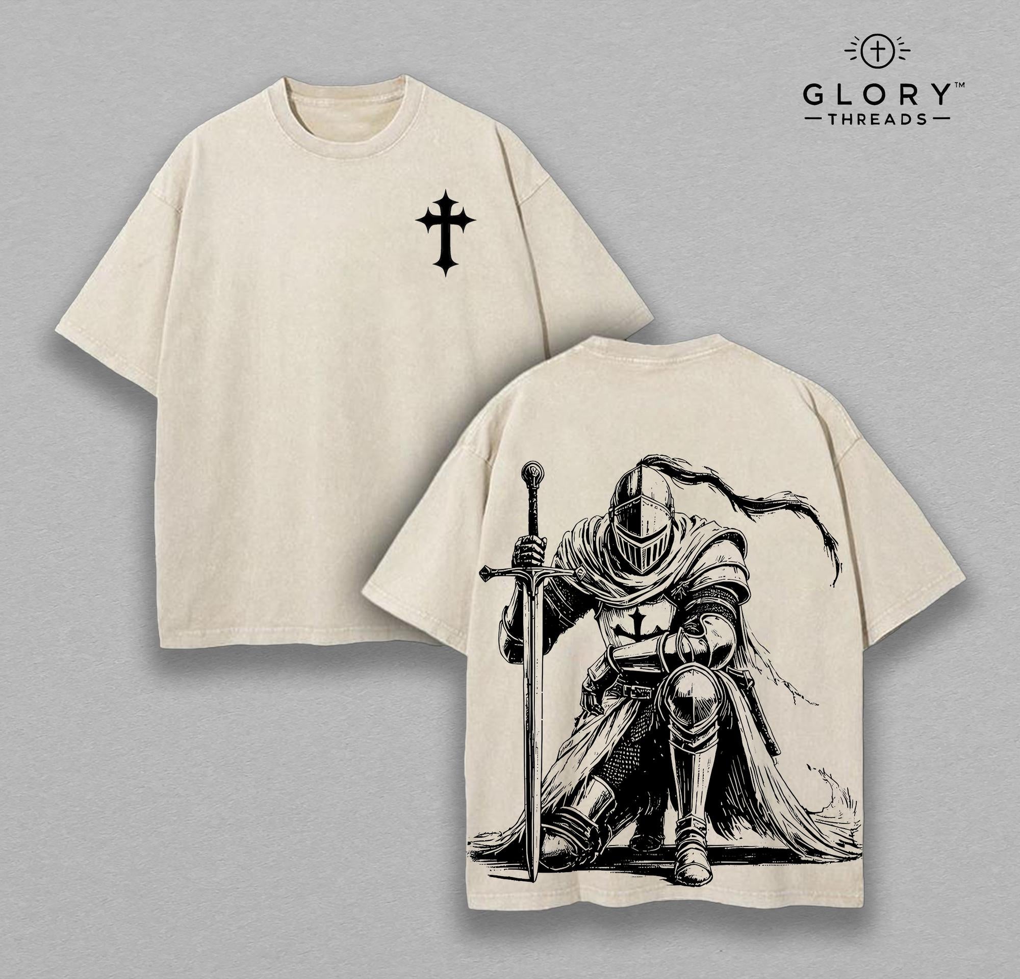 Crusader Knight Vintage Washed Tee - Medieval Christian Streetwear