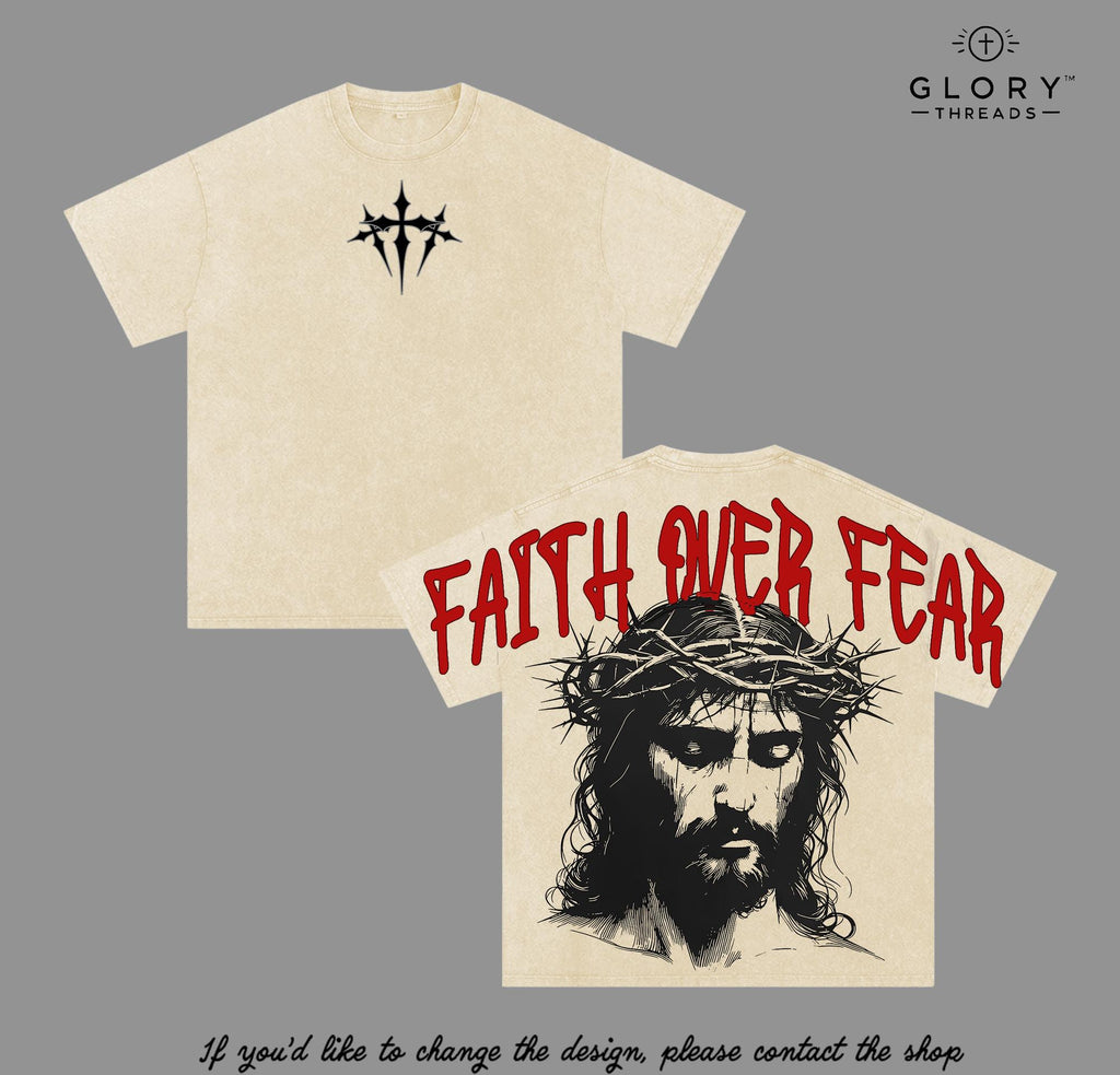 Faith Over Fear Vintage Washed Tee - Crown of Thorns Christian