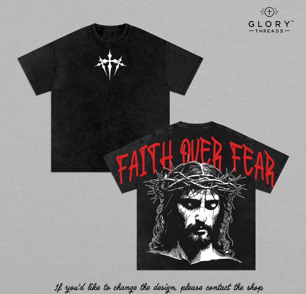 Faith Over Fear Vintage Washed Tee - Crown of Thorns Christian