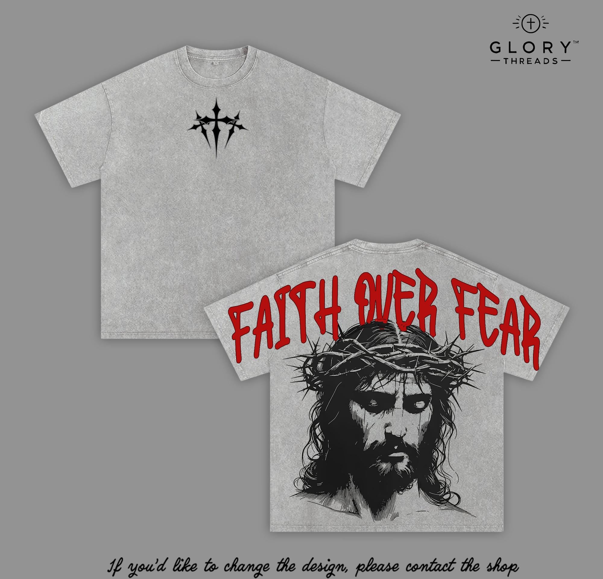 Faith Over Fear Vintage Washed Tee - Crown of Thorns Christian