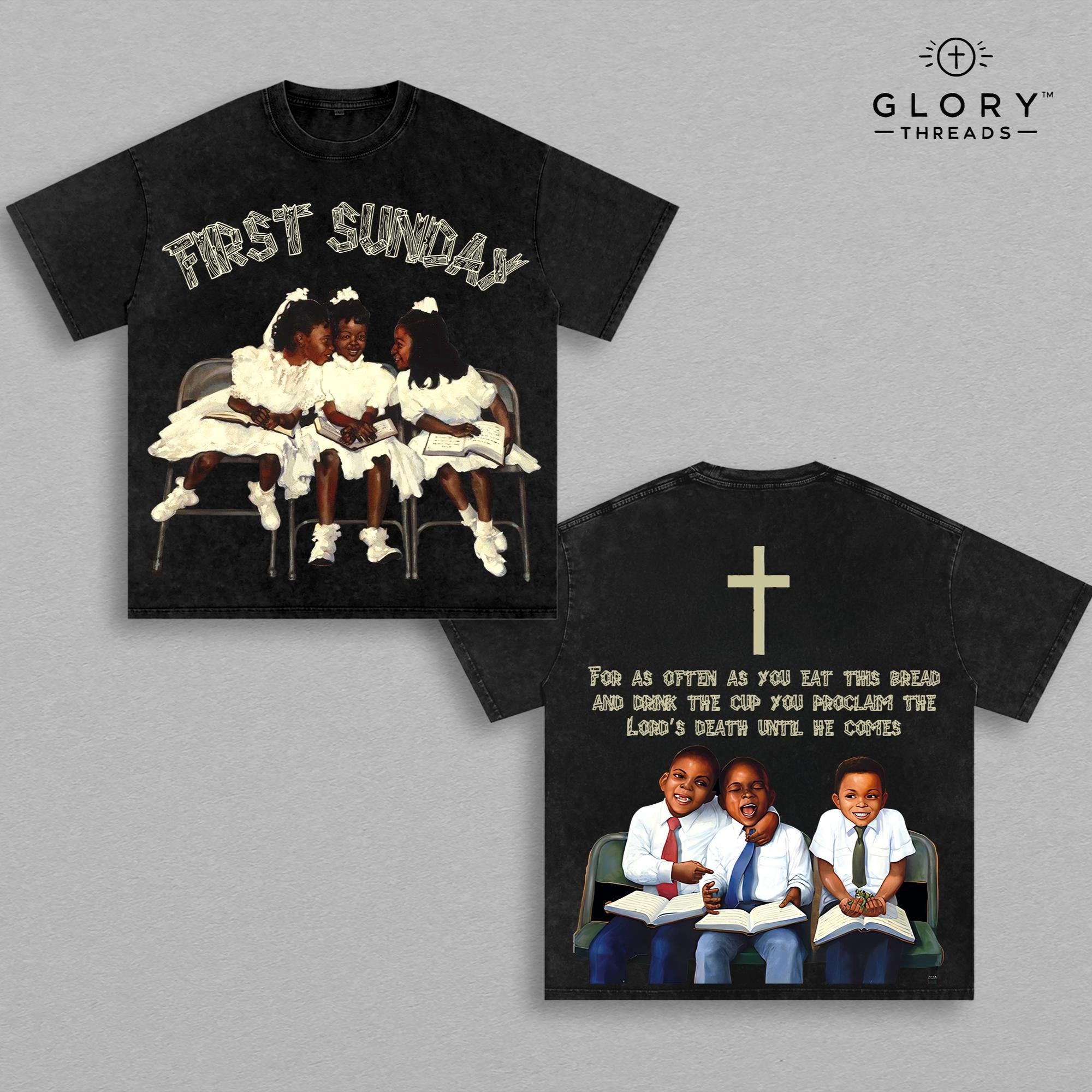 Children First Sunday Vintage Washed Tee - Christian Streetwear