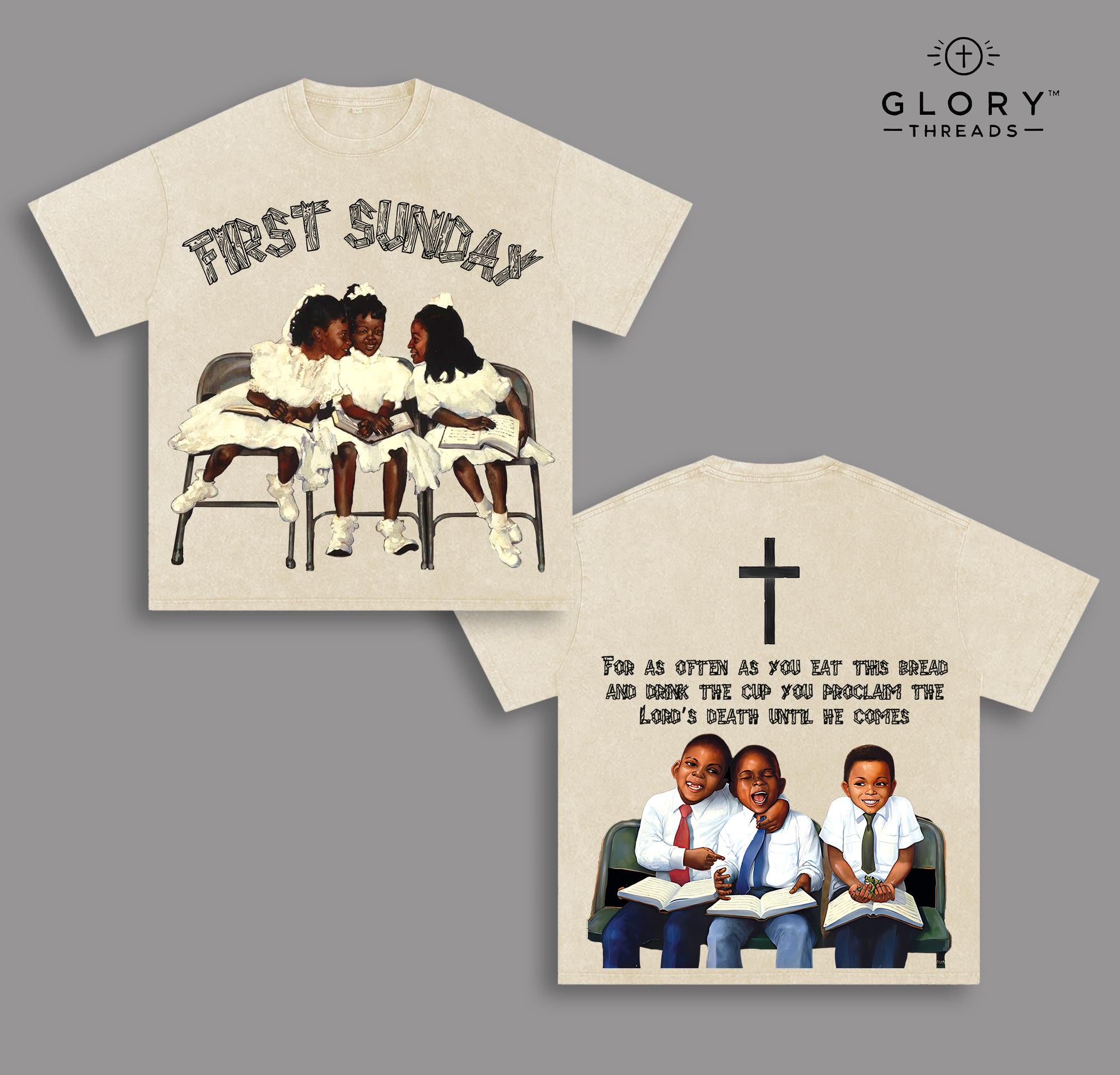 Children First Sunday Vintage Washed Tee - Christian Streetwear