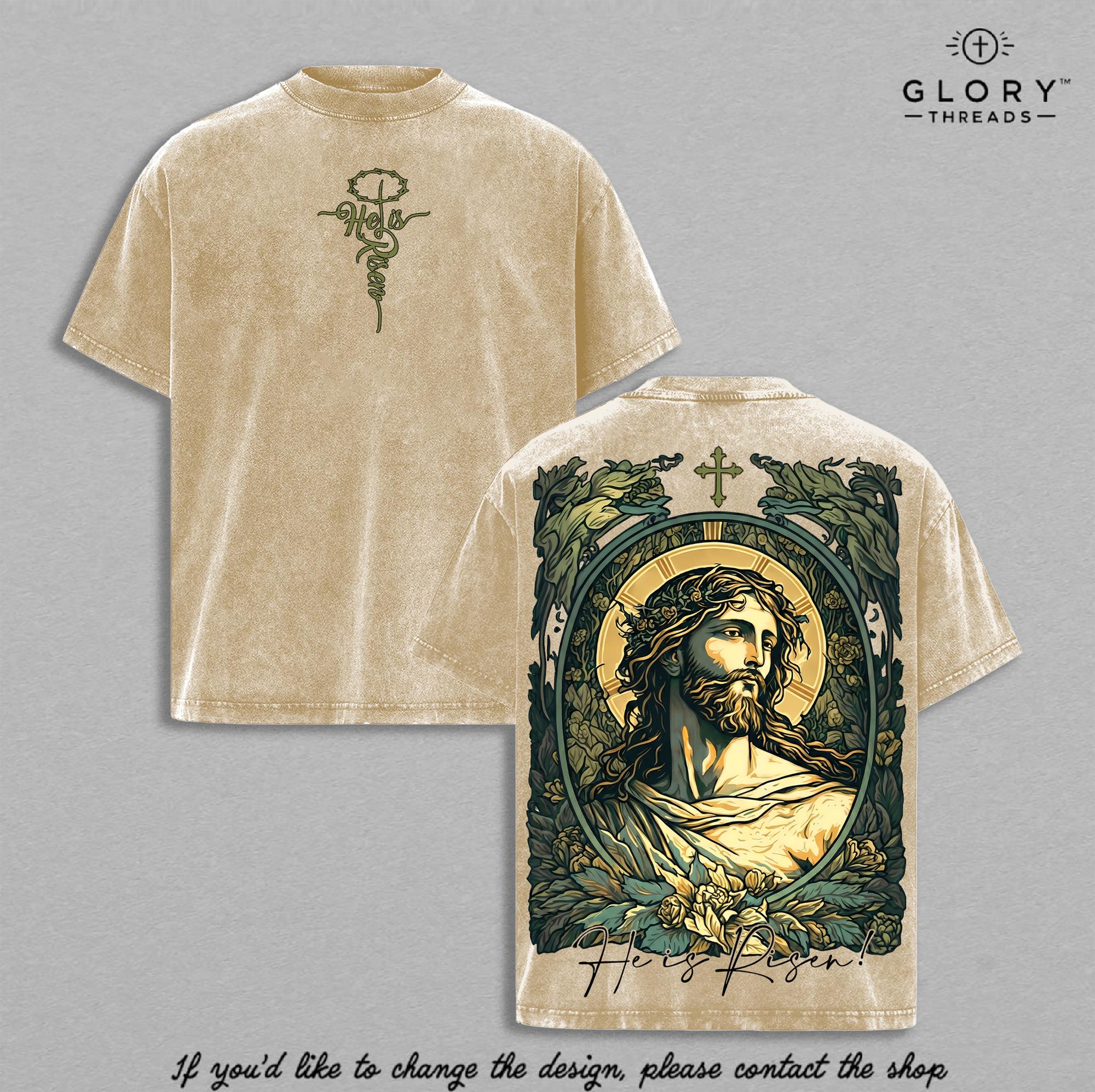 He Is Risen Vintage Washed Tee - Jesus Faith Hope Christian