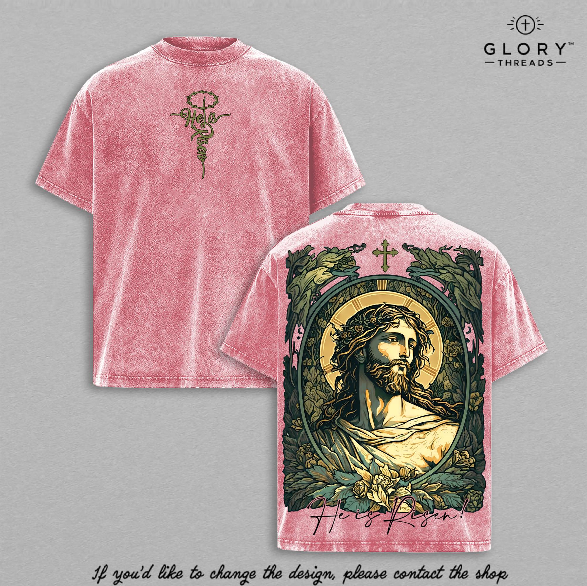 He Is Risen Vintage Washed Tee - Jesus Faith Hope Christian