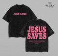 Jesus Saves Vintage Washed Tee - Christian Streetwear Gym Cover