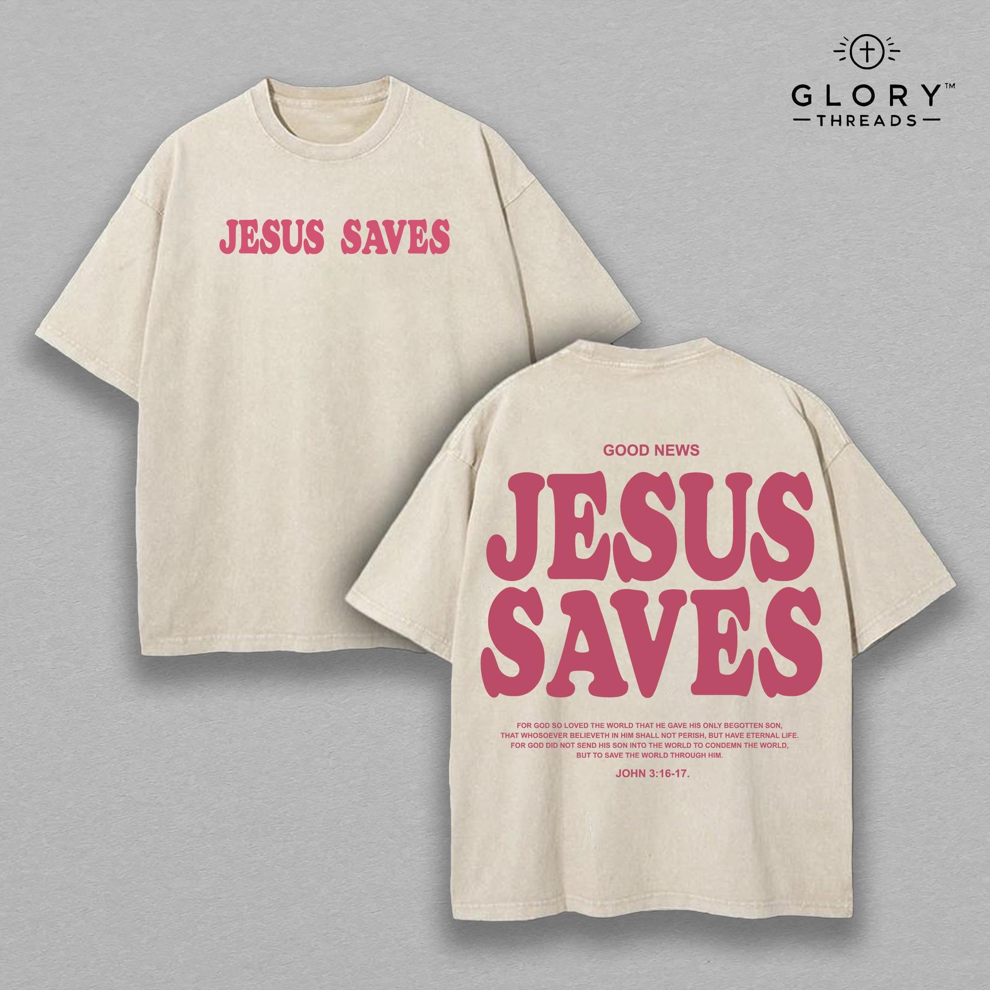 Jesus Saves Vintage Washed Tee - Christian Streetwear Gym Cover