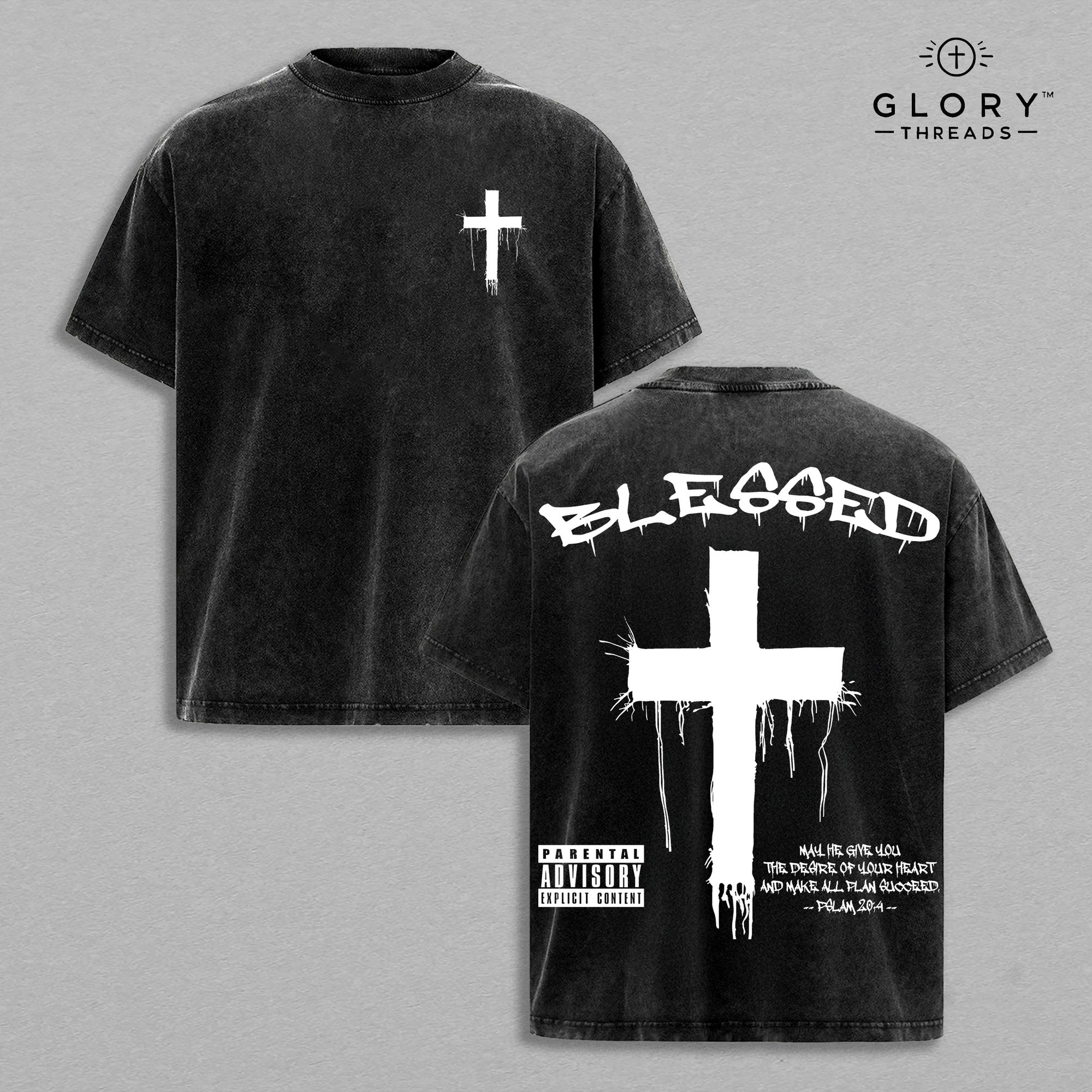 Cross & Letter Print Drop Shoulder Tee - Casual Christian Streetwear