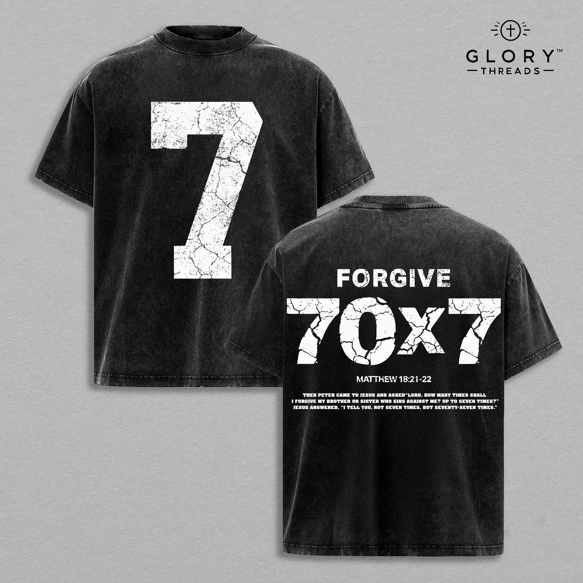 Matthew 18:21-22 Forgive 70x7 Vintage Washed Tee - Christian