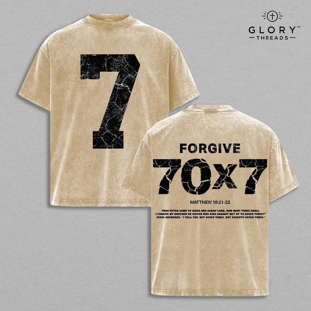 Matthew 18:21-22 Forgive 70x7 Vintage Washed Tee - Christian