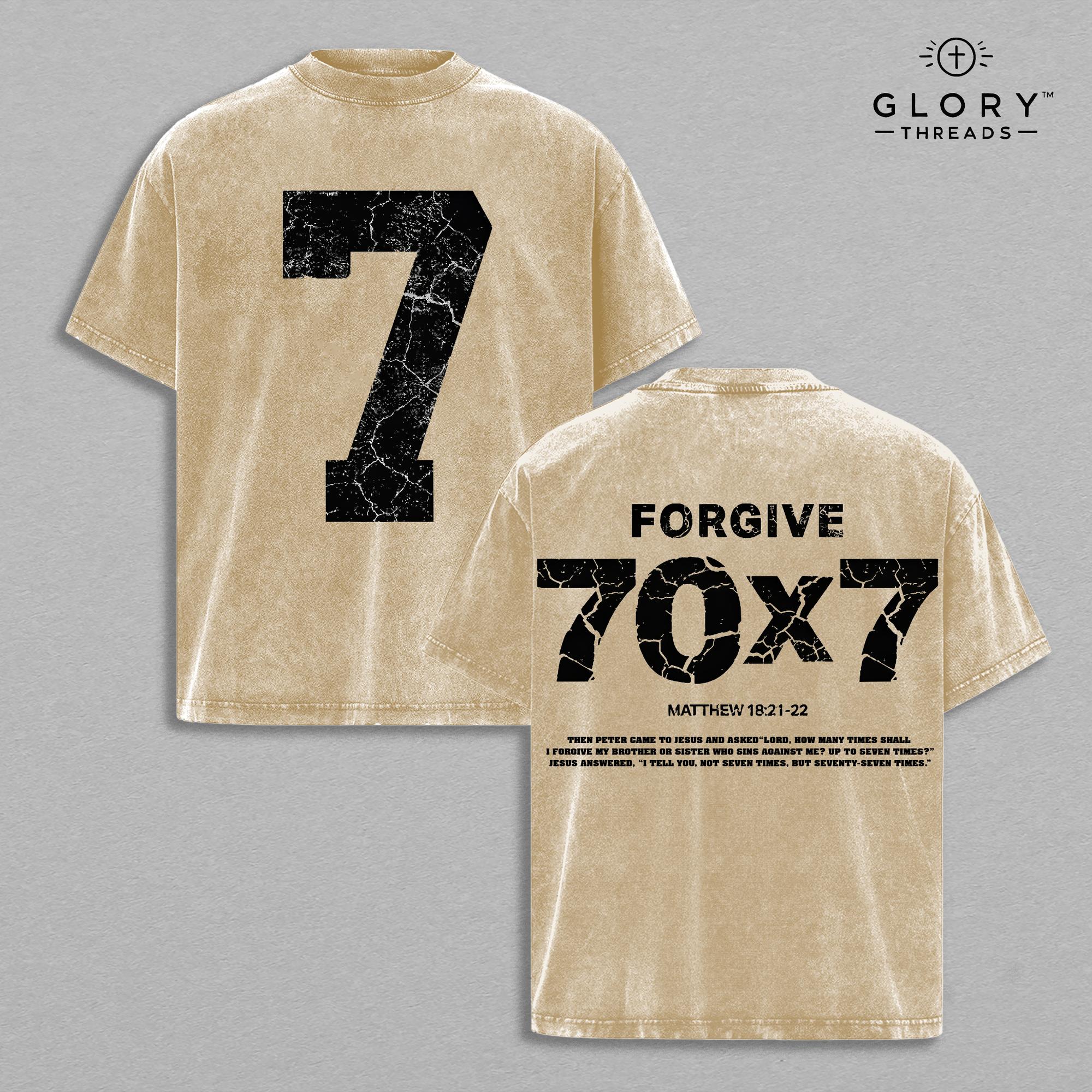 Matthew 18:21-22 Forgive 70x7 Vintage Washed Tee - Christian
