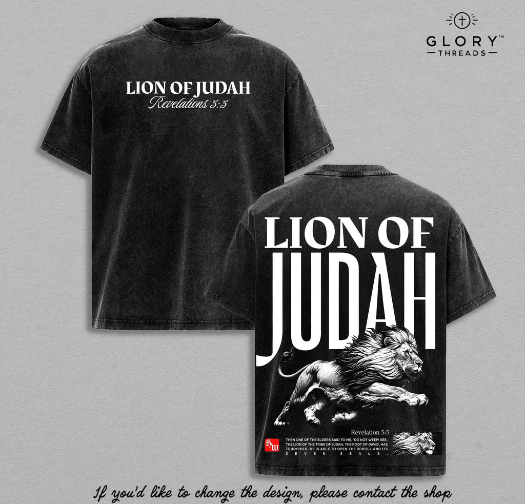 Lion of Judah Vintage Washed Tee - Christian Faith Streetwear