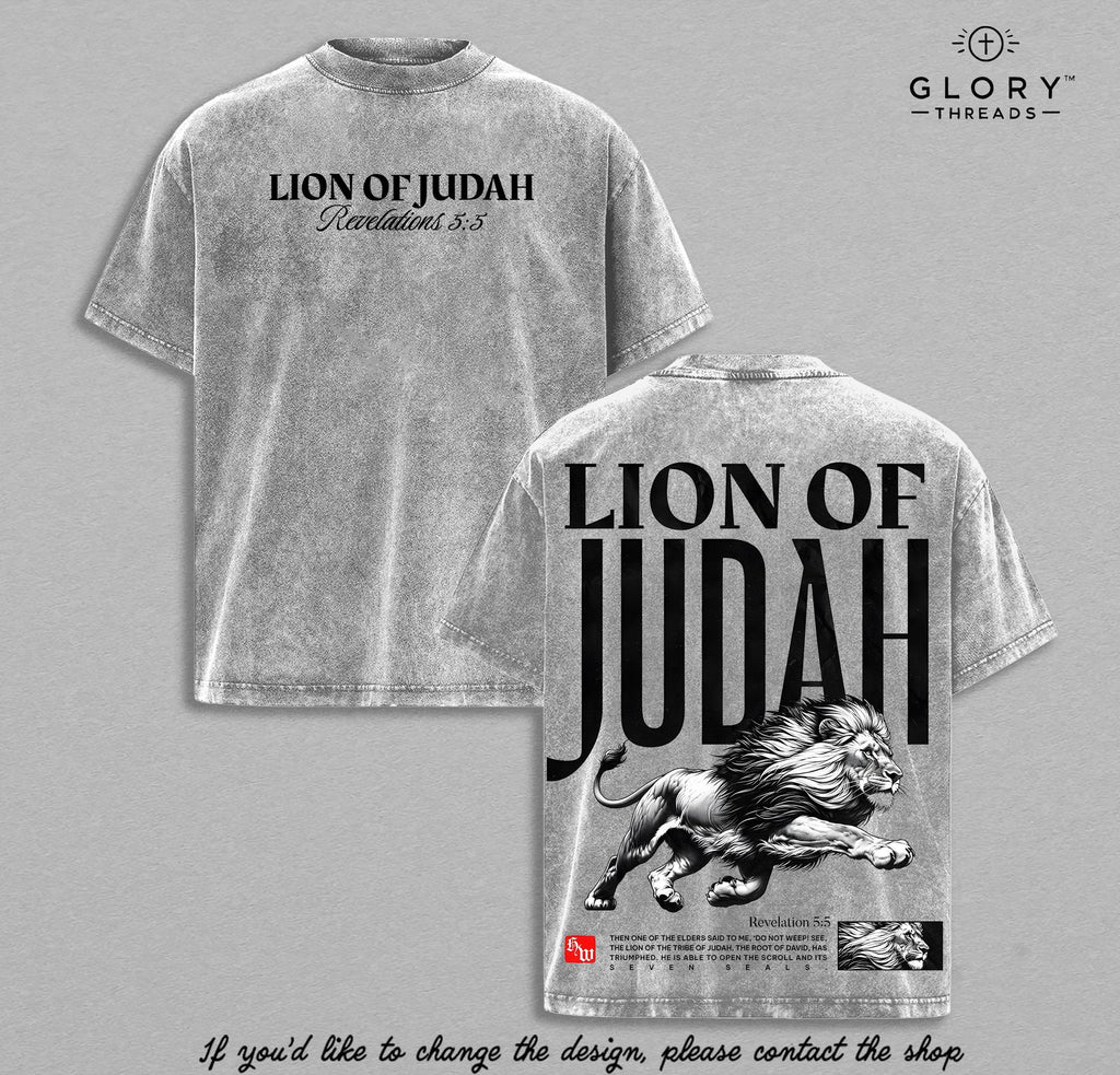 Lion of Judah Vintage Washed Tee - Christian Faith Streetwear
